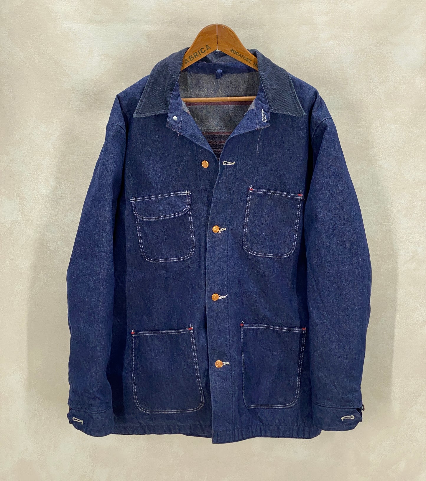 Size Large. Vintage blanket lined Chore coat work jacket - USA Vintage Bcn