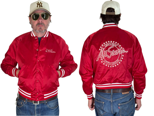Size Small. Vintage 80s Satin Jacket Made In USA by Aristo Jack - USA Vintage Bcn