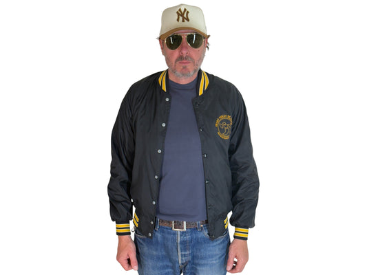 Size Small. Vintage black Satin Jacket Made In USA - USA Vintage Bcn