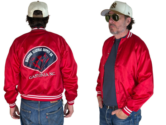 Size Small. Vintage 80s Red Satin Jacket Made In USA - USA Vintage Bcn