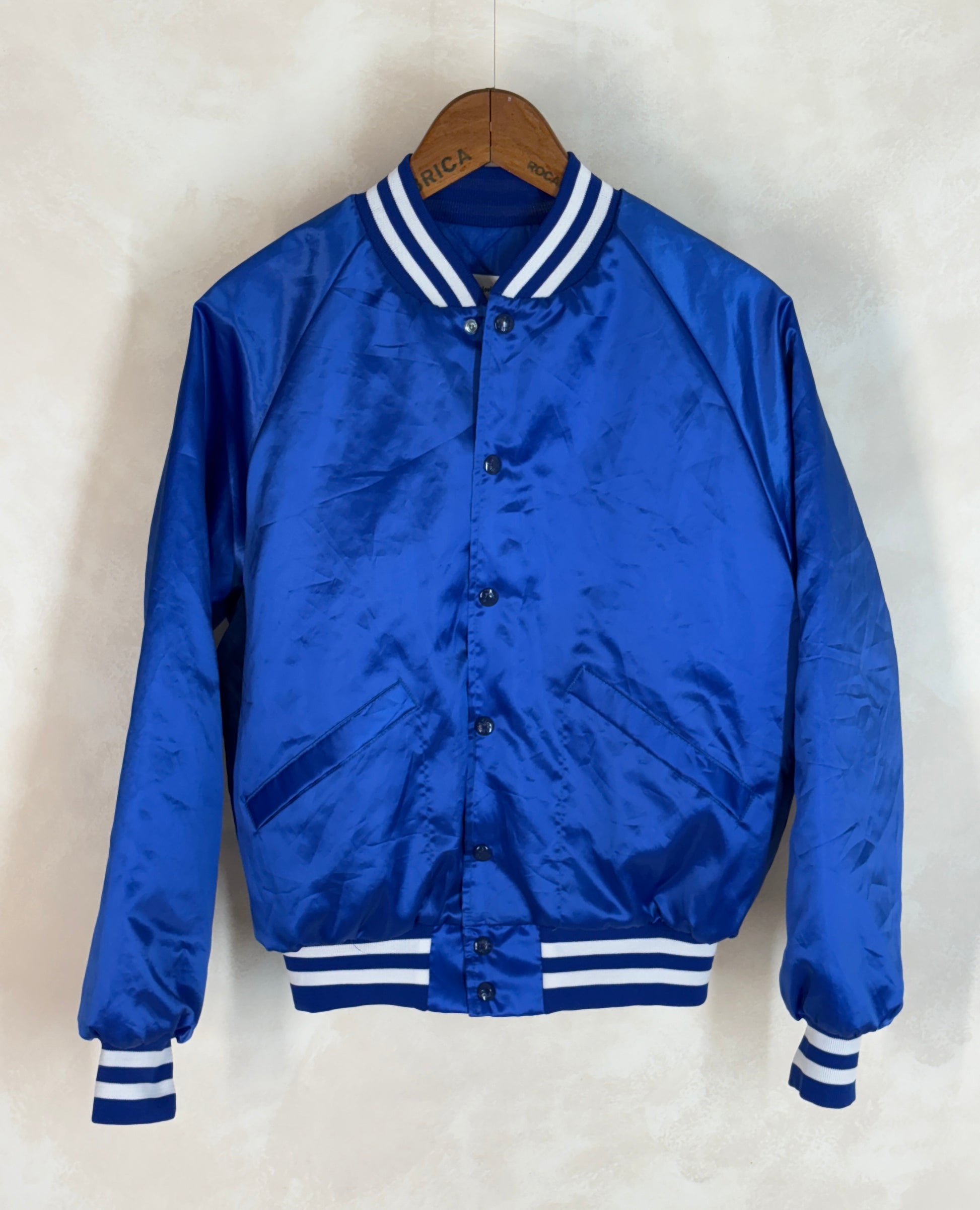 Size Med. Vintage 80s Bluejays booster club Satin Jacket made by King Louie In the USA - USA Vintage Bcn