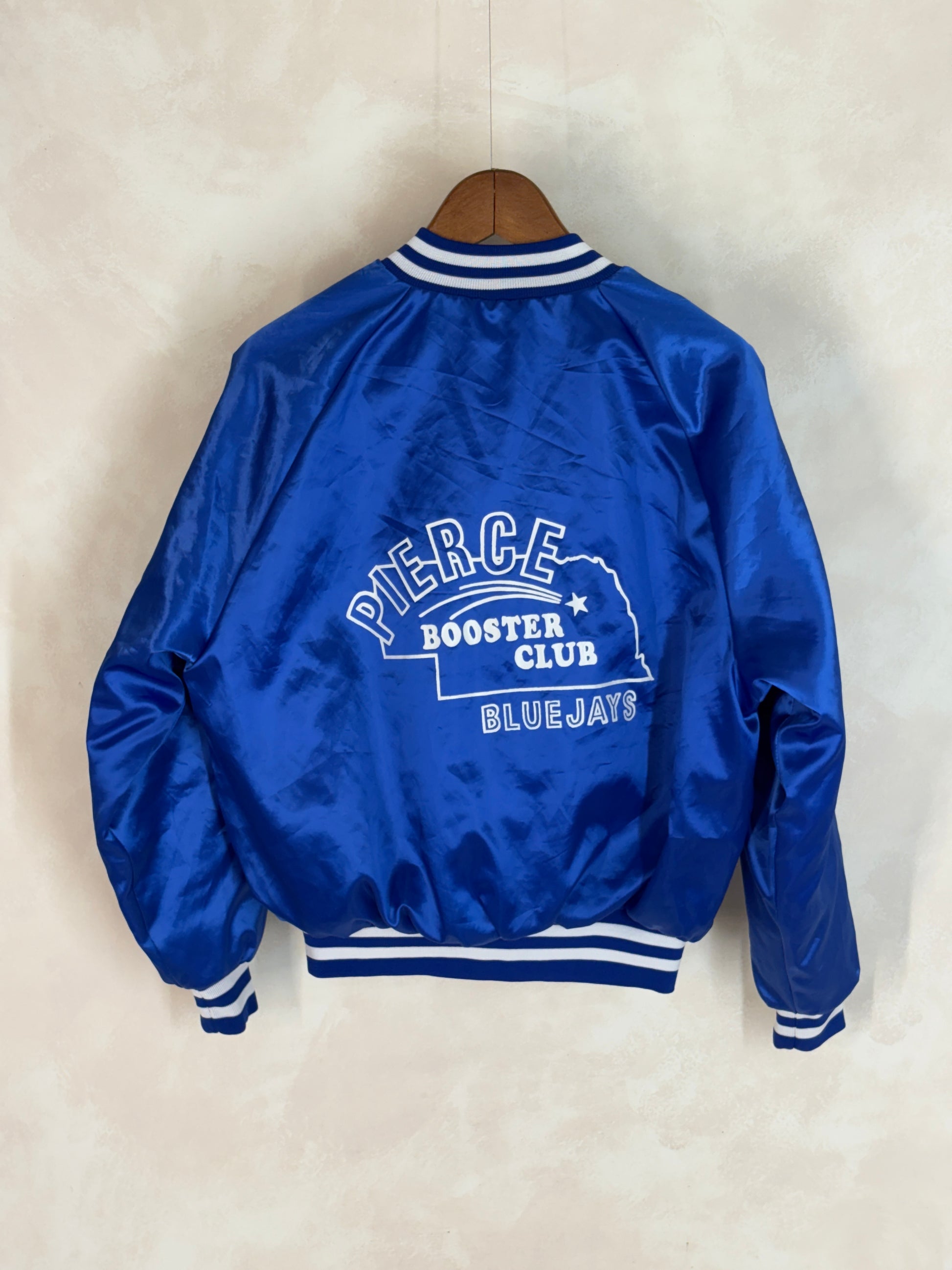 Size Med. Vintage 80s Bluejays booster club Satin Jacket made by King Louie In the USA - USA Vintage Bcn
