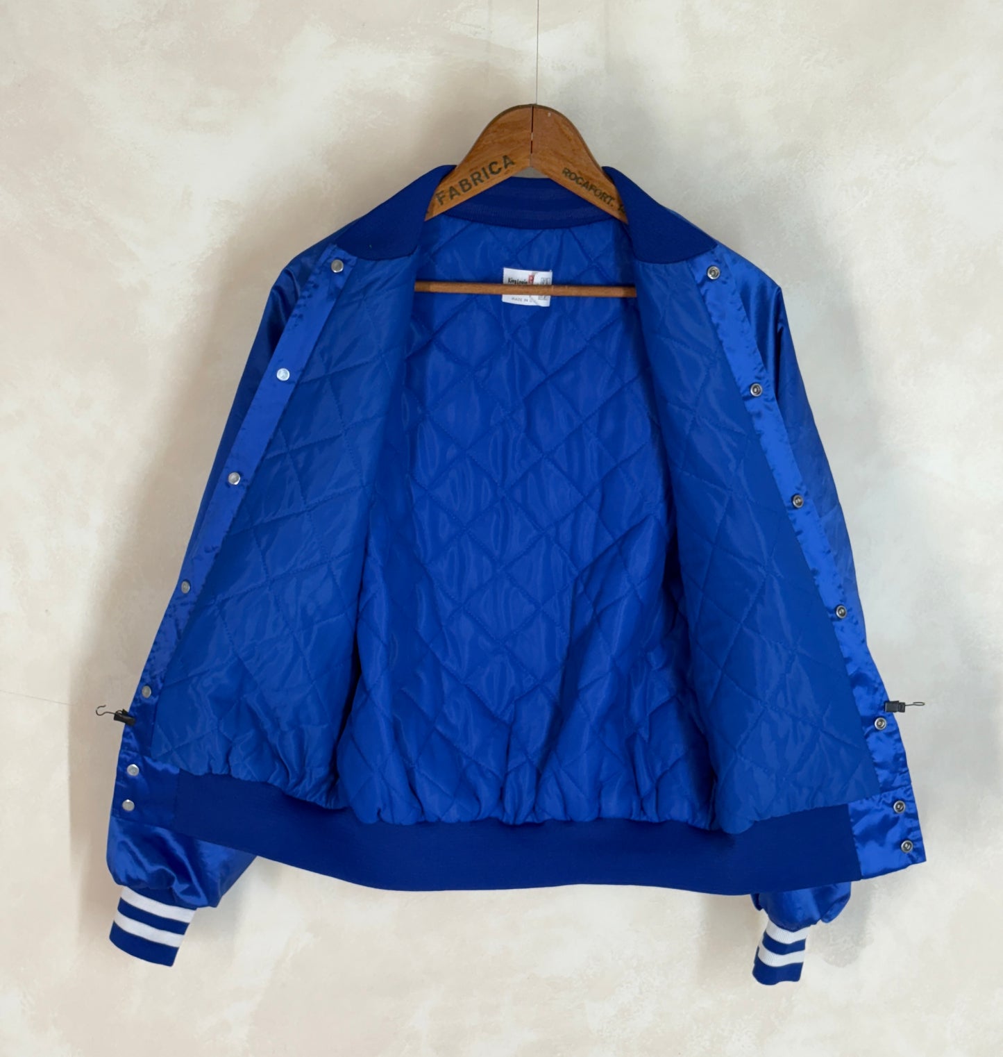 Size Med. Vintage 80s Bluejays booster club Satin Jacket made by King Louie In the USA - USA Vintage Bcn