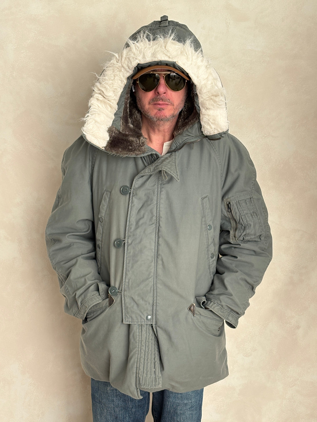 Authentic 1982 US Air Force N-3B Flight Jacket Parka — Extreme Cold Weather — Size Medium-AJ357 Studio