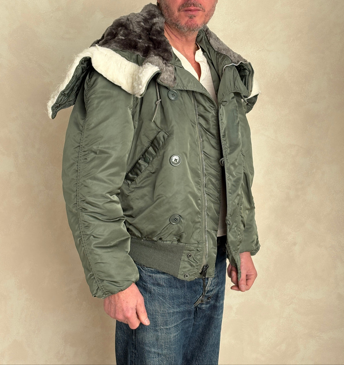 XL. Alpha industries N-2B Flight Jacket – Vintage Extreme Cold Weather Flyer Coat. Made in USA-AJ357 Studio