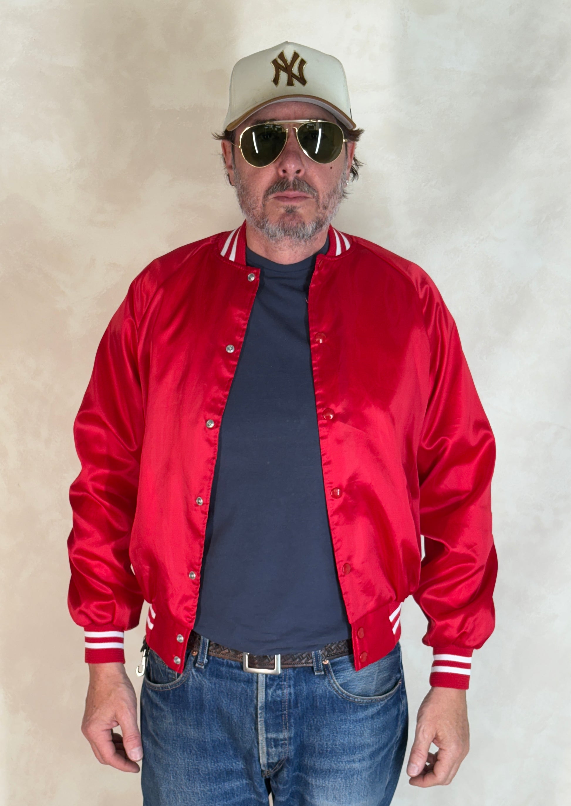 Size Small. Vintage 80s Red Satin Jacket Made In USA - USA Vintage Bcn