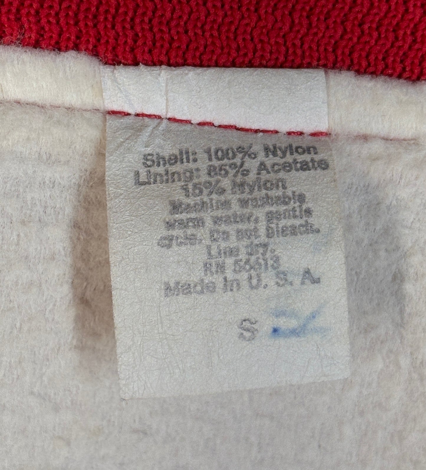 Size Small. Vintage 80s Red Satin Jacket Made In USA-AJ357 Studio
