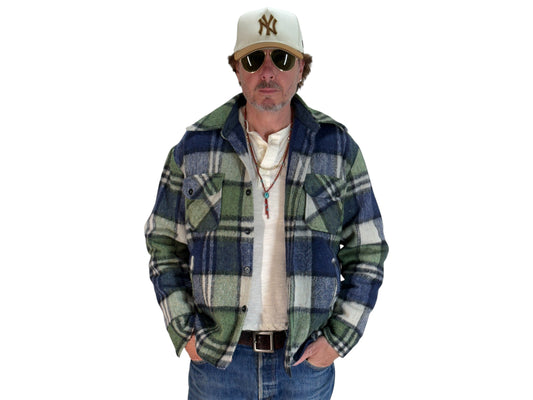 Large: Vintage 70s heavy plaid jacket made by Kingsfield - USA Vintage Bcn