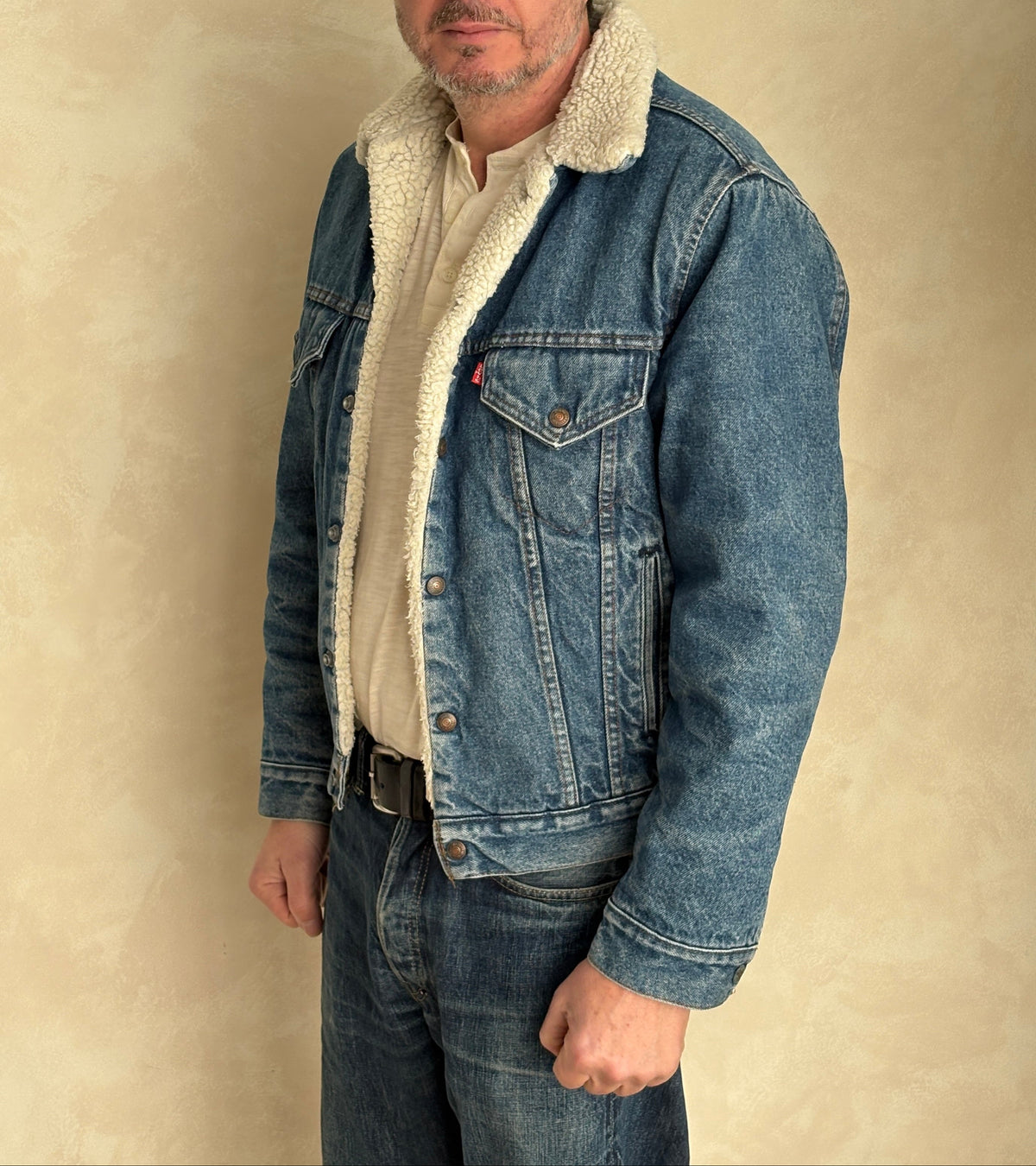 Size 40US / 50EU. 4 pockets 80s Vintage Levis fleece Jacket Made in USA.-AJ357 Studio