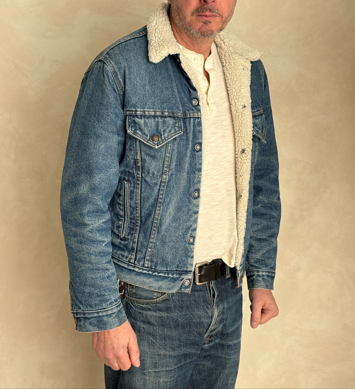 Size 40US / 50EU. 4 pockets 80s Vintage Levis fleece Jacket Made in USA.-AJ357 Studio
