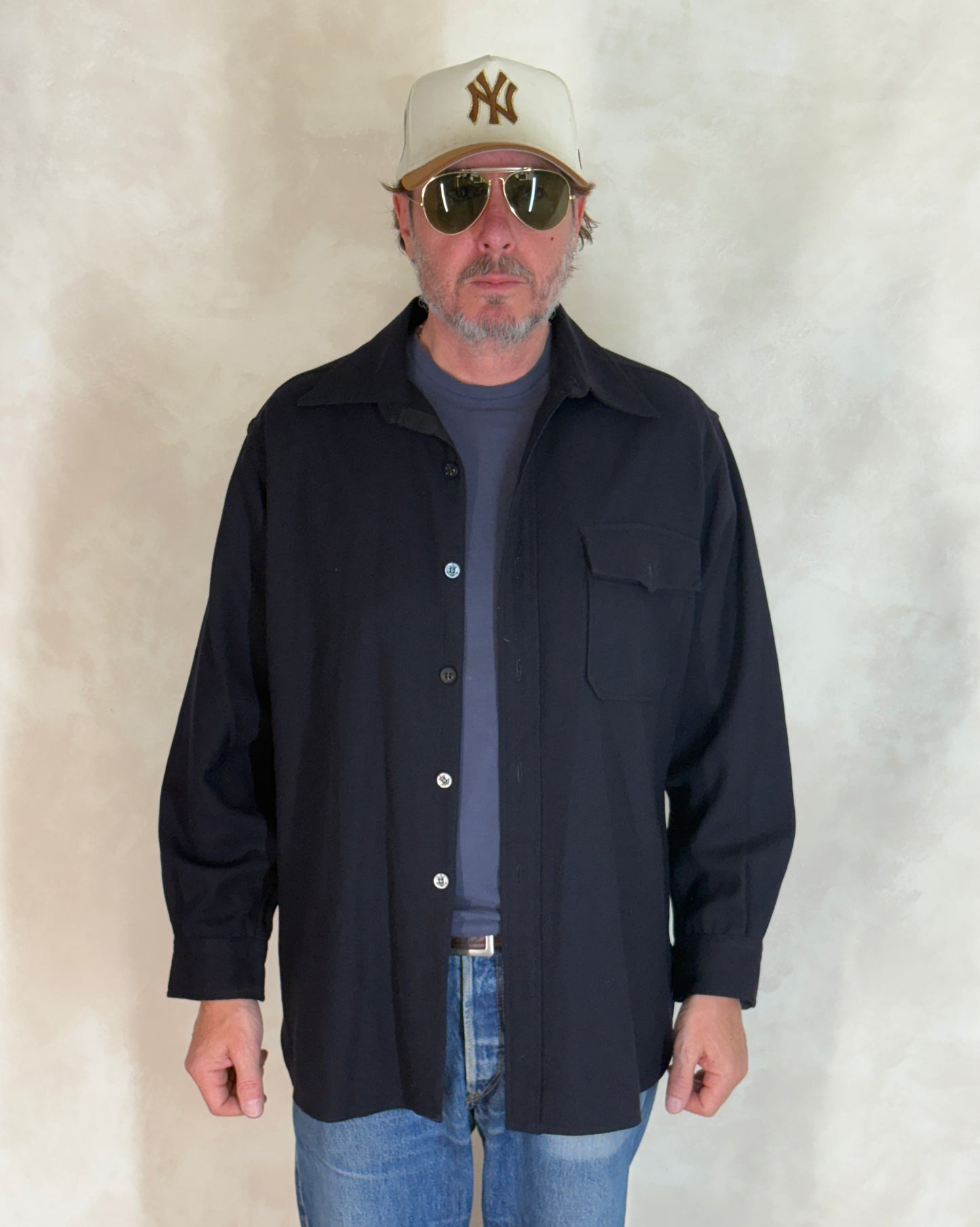 Size Large. Vintage 1940s US navy CPO (Chief Petty Officer) wool shirt – 1 Pocket – USN Military Issue - USA Vintage Bcn