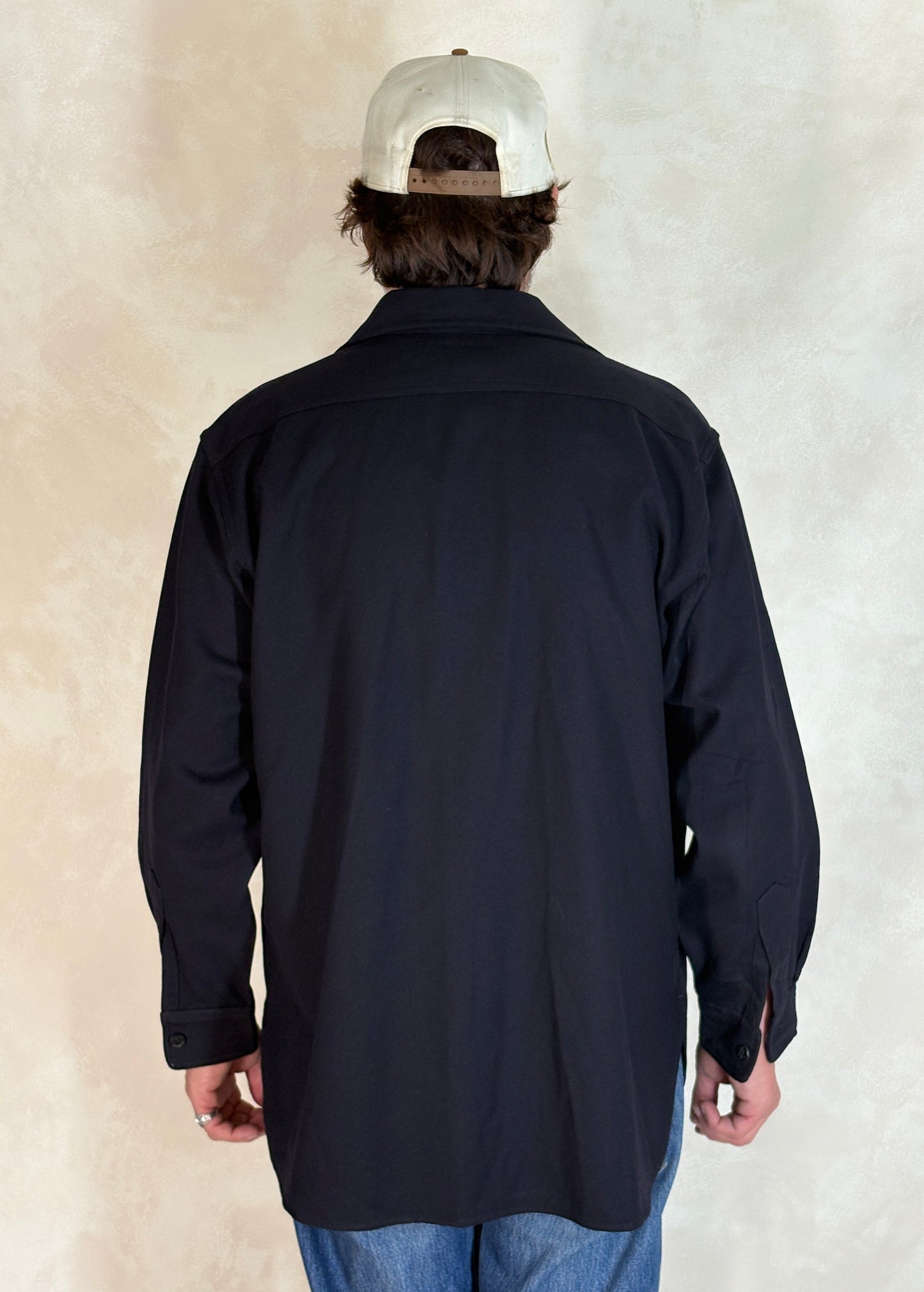 Size Large. Vintage 1940s US navy CPO (Chief Petty Officer) wool shirt – 1 Pocket – USN Military Issue - USA Vintage Bcn