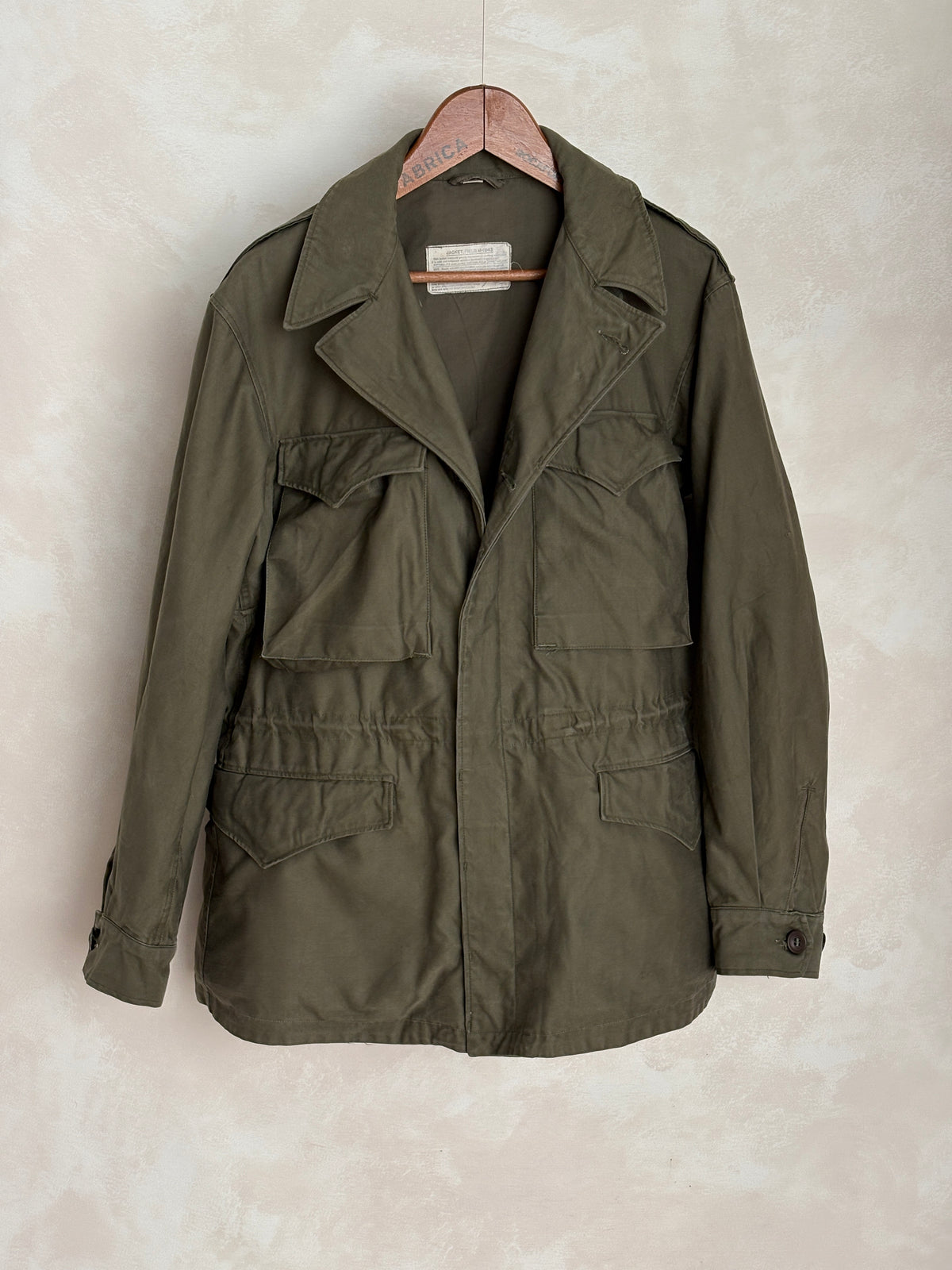 38 Reg Authentic US Army M-43 Field Jacket – OG-107 – Vintage Military Issue Made USA-AJ357 Studio