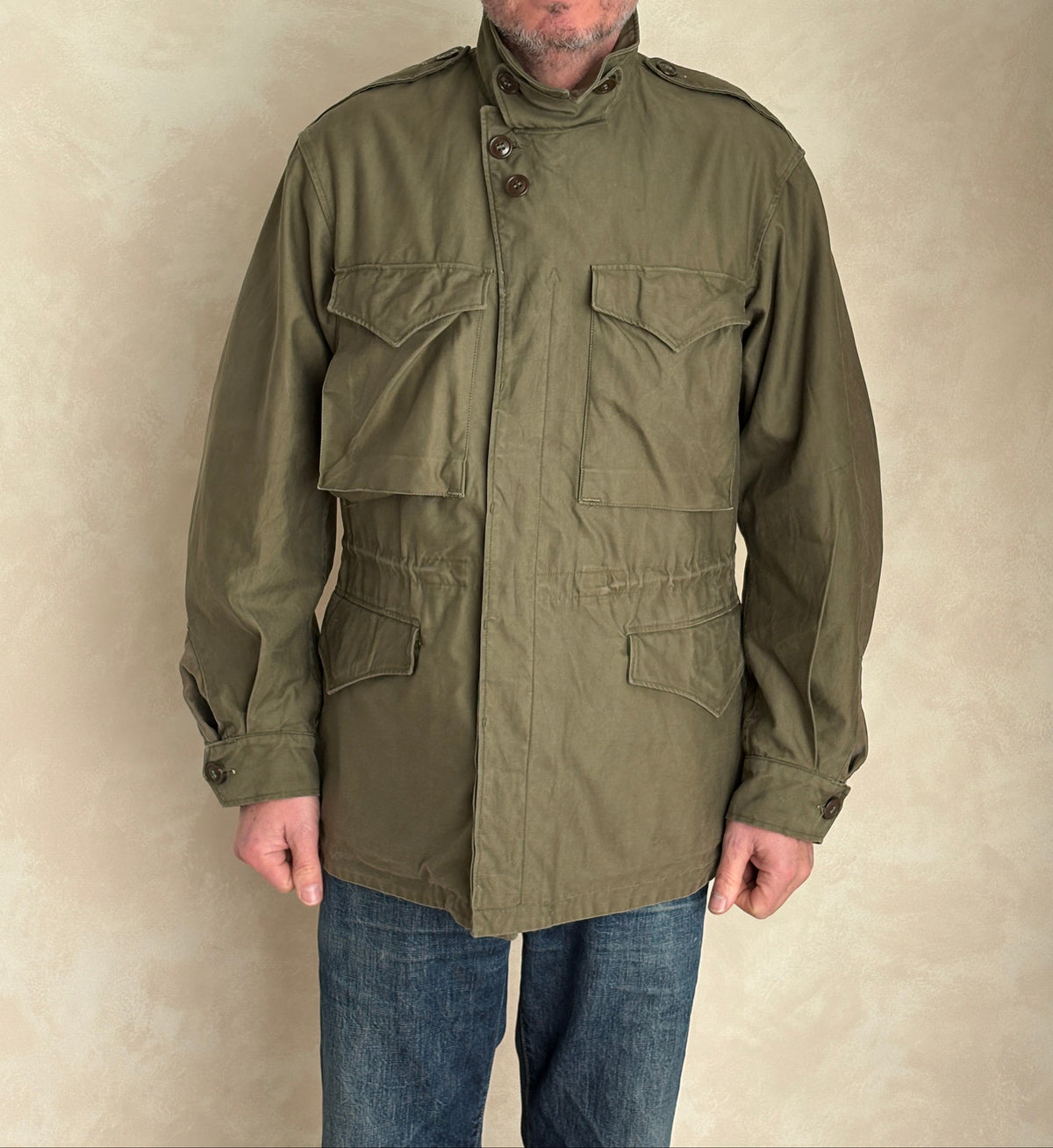 38 Reg Authentic US Army M-43 Field Jacket – OG-107 – Vintage Military Issue Made USA-AJ357 Studio