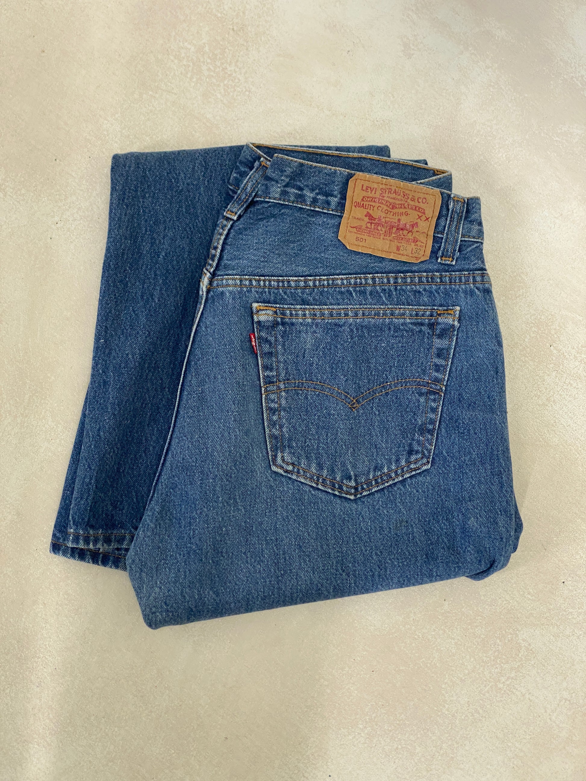 34X32 Levi's 501 Vintage Denim Jeans Made in USA in 1989 - USA Vintage Bcn
