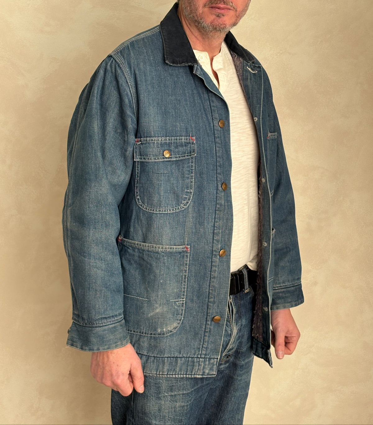 Vintage Sears Denim Chore Jacket – Lined – Made in USA – Size Large – 1970s Workwear Style-AJ357 Studio