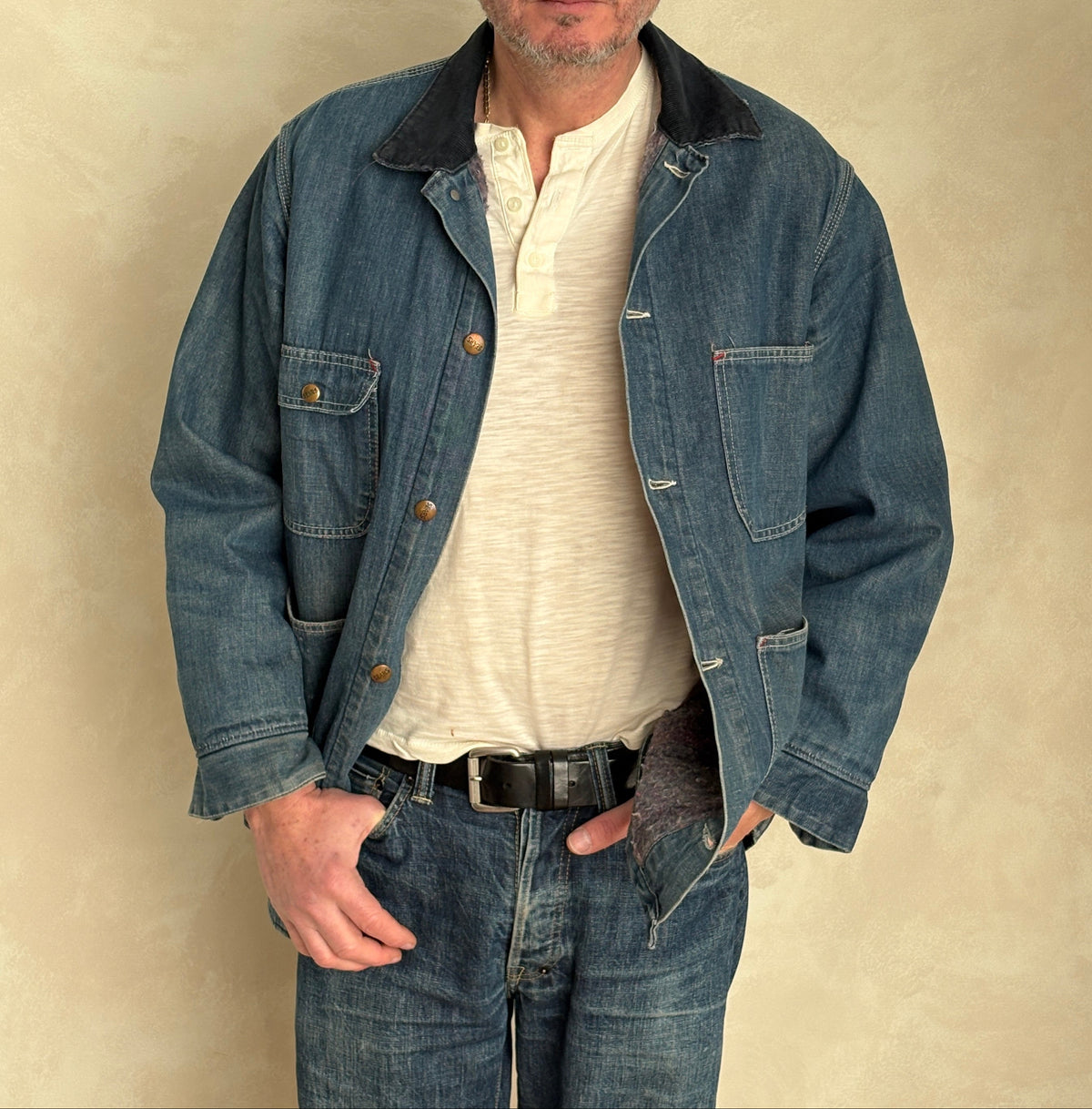 Vintage Sears Denim Chore Jacket – Lined – Made in USA – Size Large – 1970s Workwear Style-AJ357 Studio