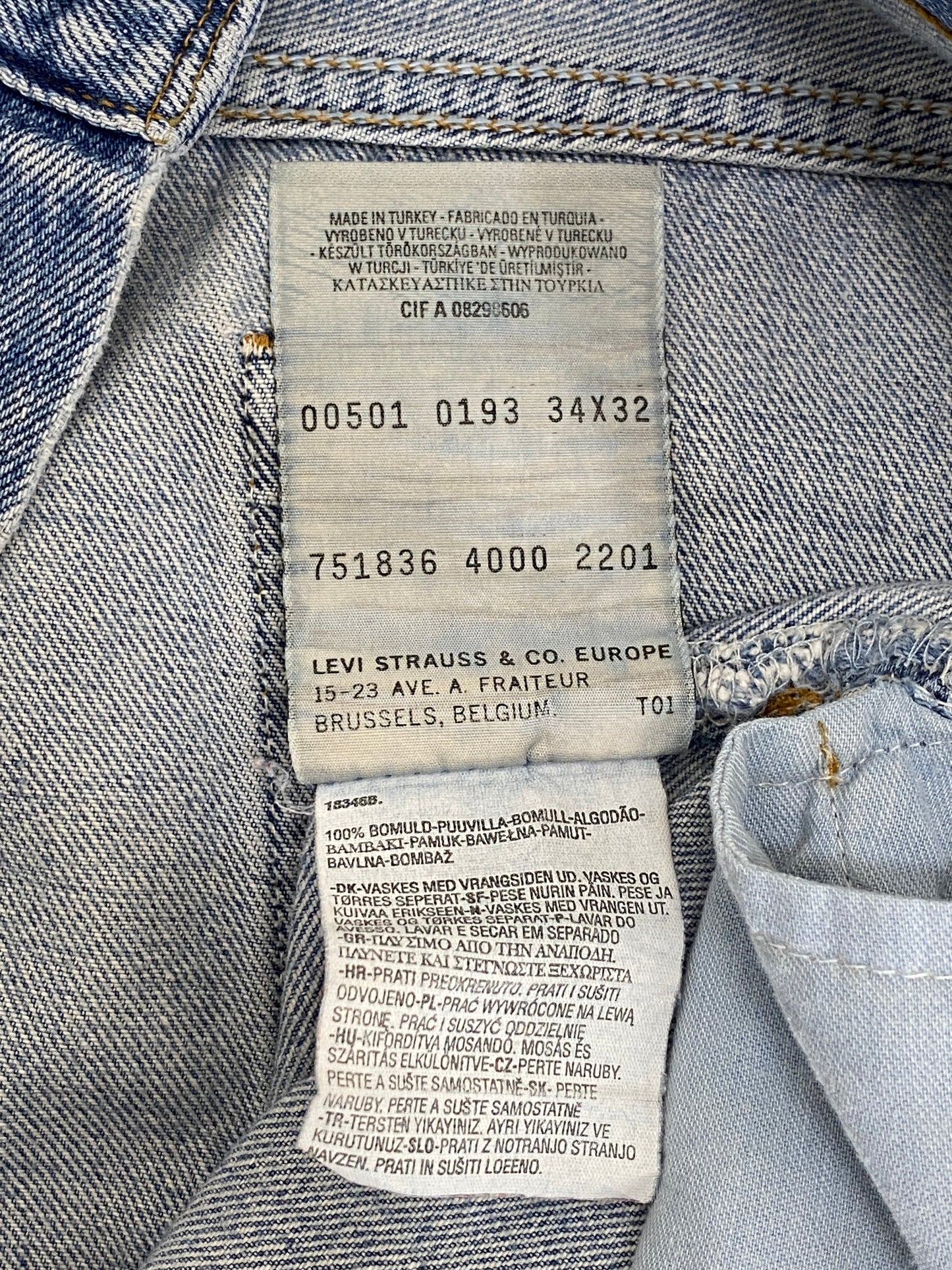 Levi’s 501 Vintage Jeans – Size 34x32 – Made in Turkey – 2001 Denim-military-AJ357 Studio