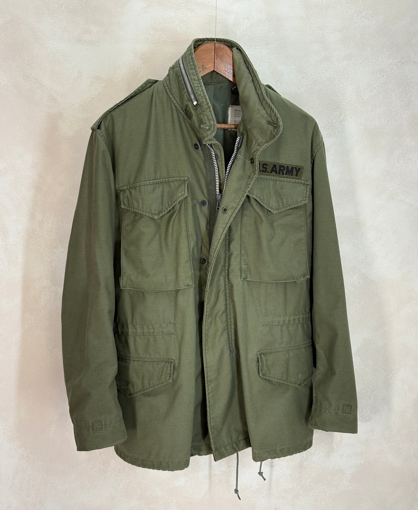 1971 m65 jacket, us army field jacket, john ownbey m65, vintage military coat, vietnam war jacket, small regular field
