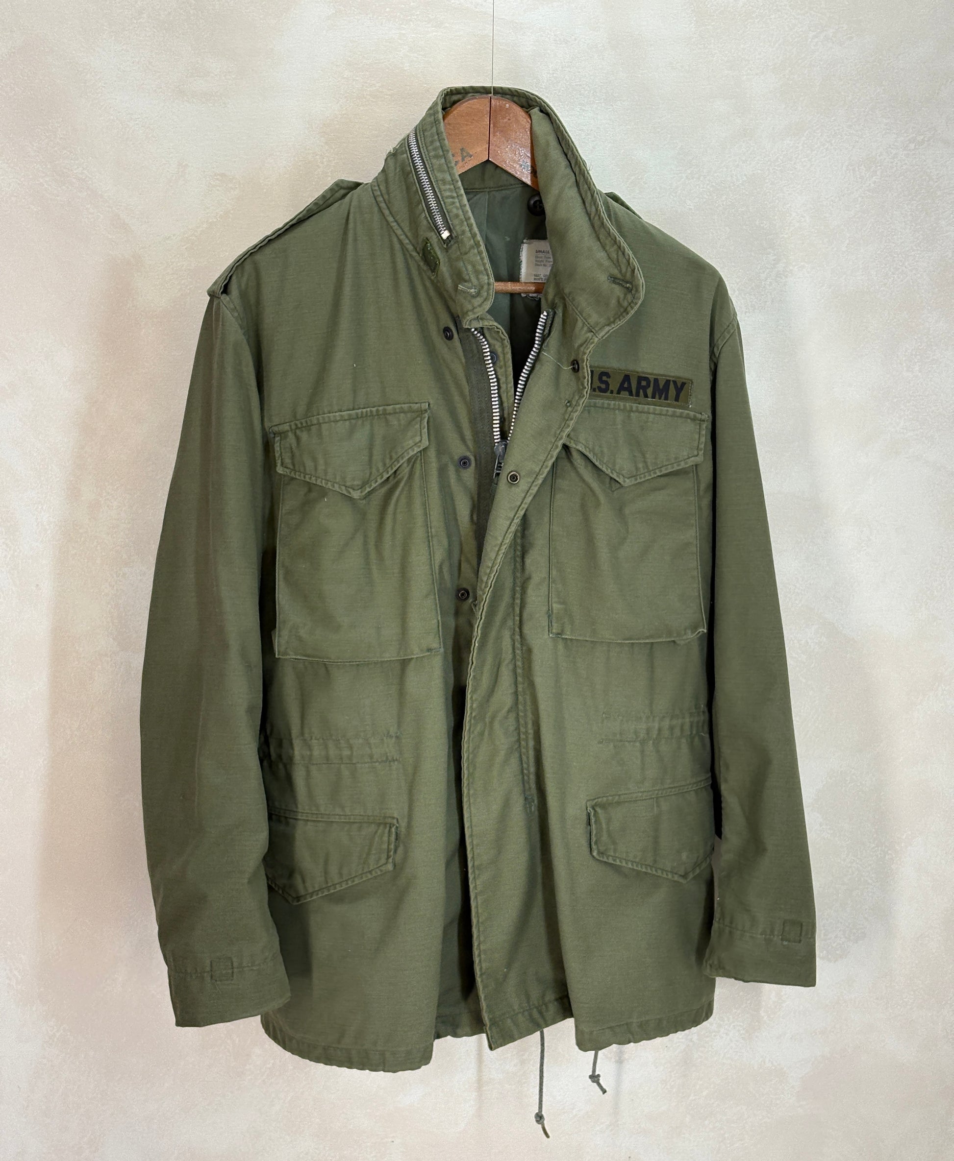 1971 m65 jacket, us army field jacket, john ownbey m65, vintage military coat, vietnam war jacket, small regular field