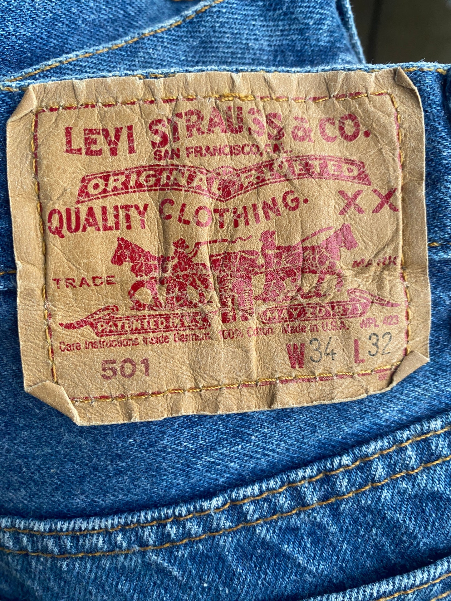 34X32 Levi's 501 Vintage Denim Jeans Made in USA in 1989 - USA Vintage Bcn
