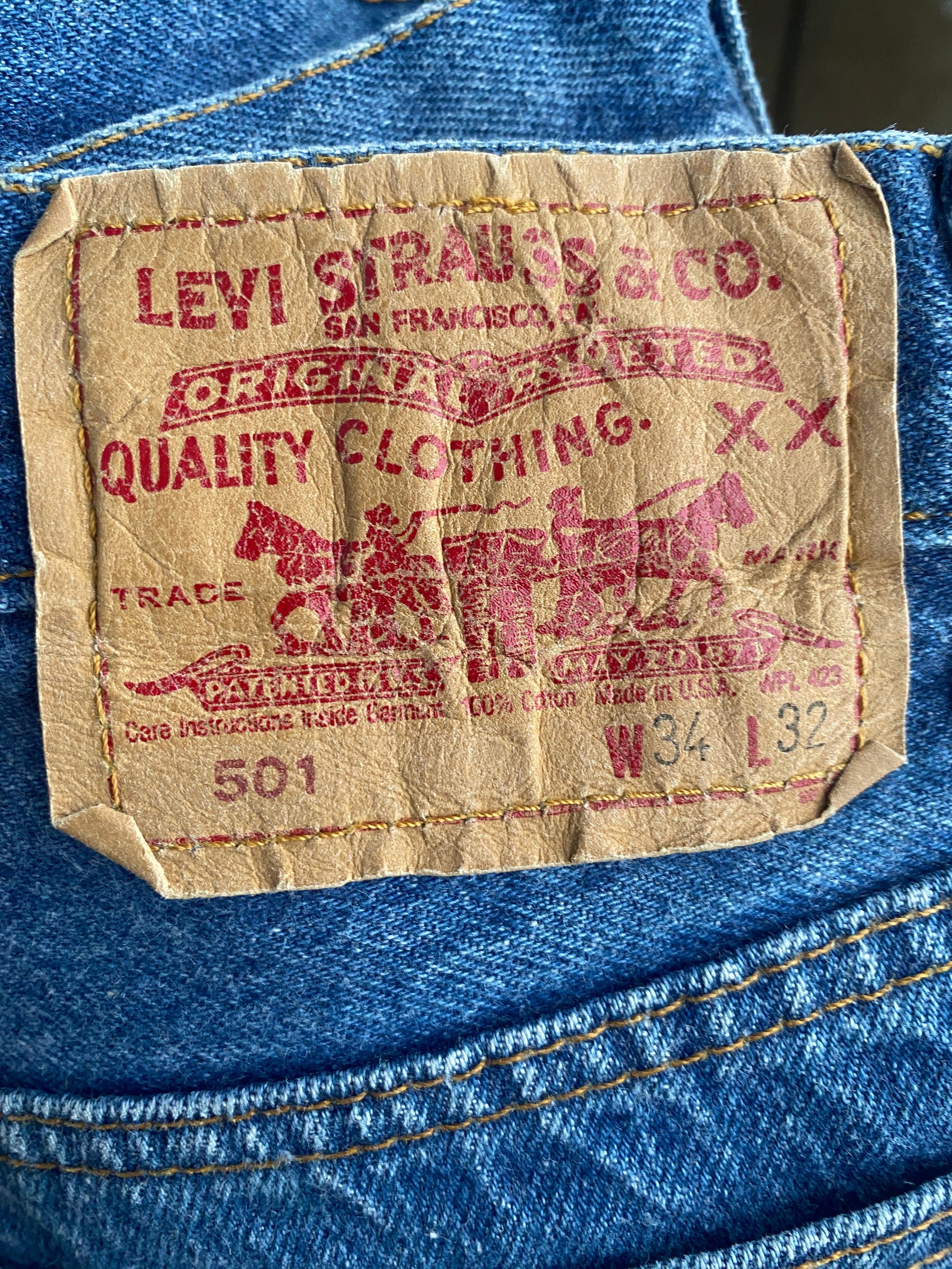 34X32 Levi's 501 Vintage Denim Jeans Made in USA in 1989 - USA Vintage Bcn