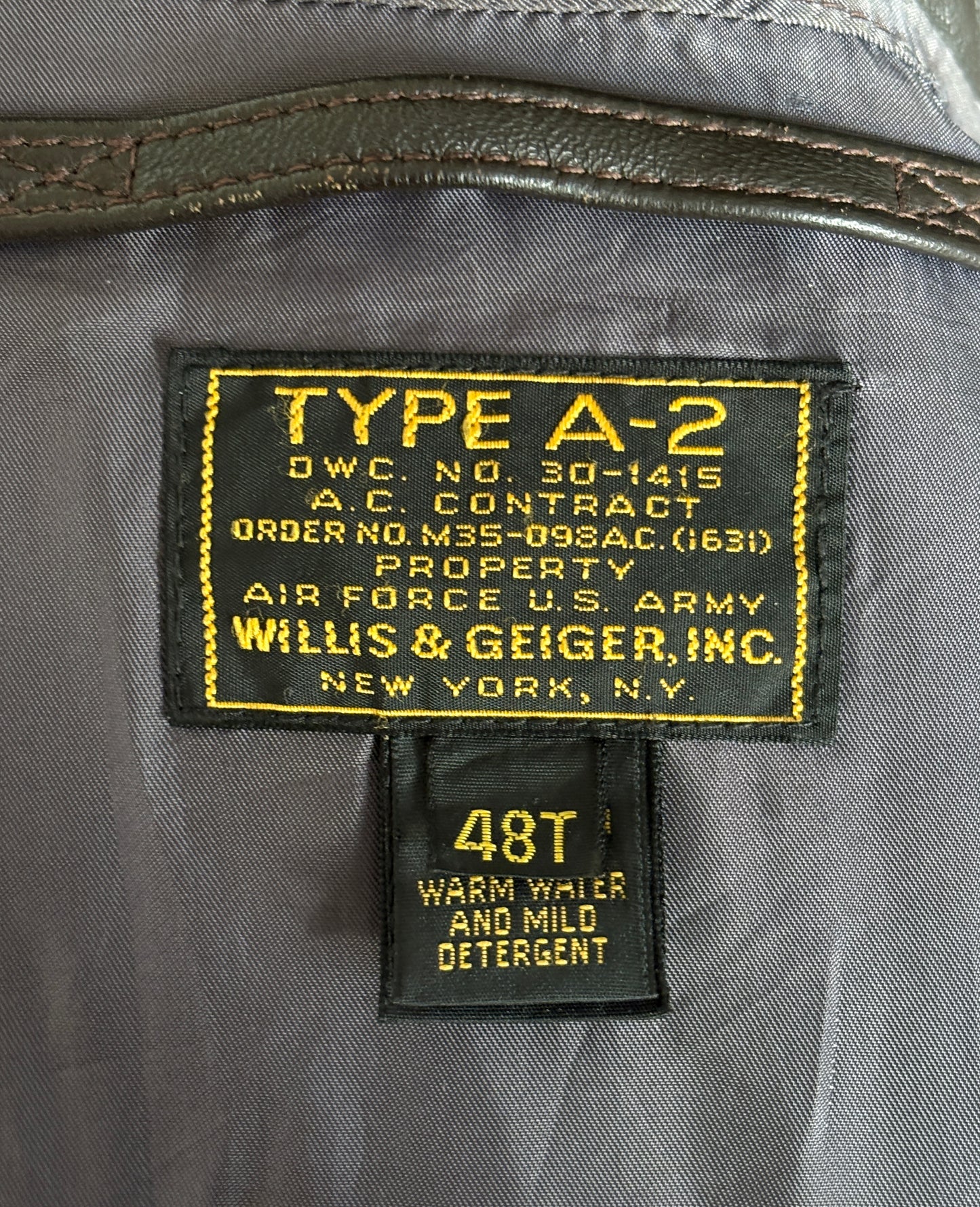 Willis & Geiger Type A-2 Leather Flight Jacket - USA Made - Dark Brown - Size 48T (Tall)-AJ357 Studio-AJ357 Studio