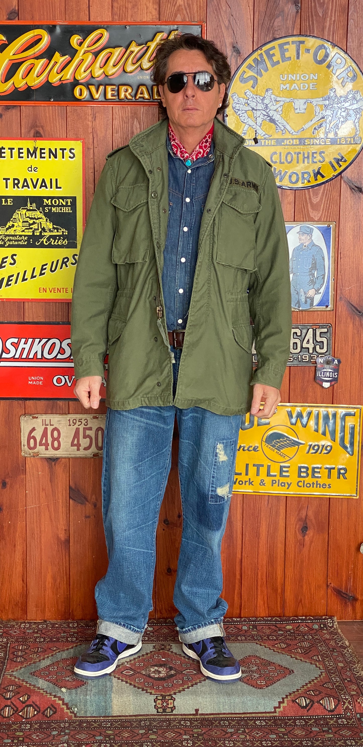 Authentic 1985 US Army M-65 field jacket, vintage military coat in size Small Long