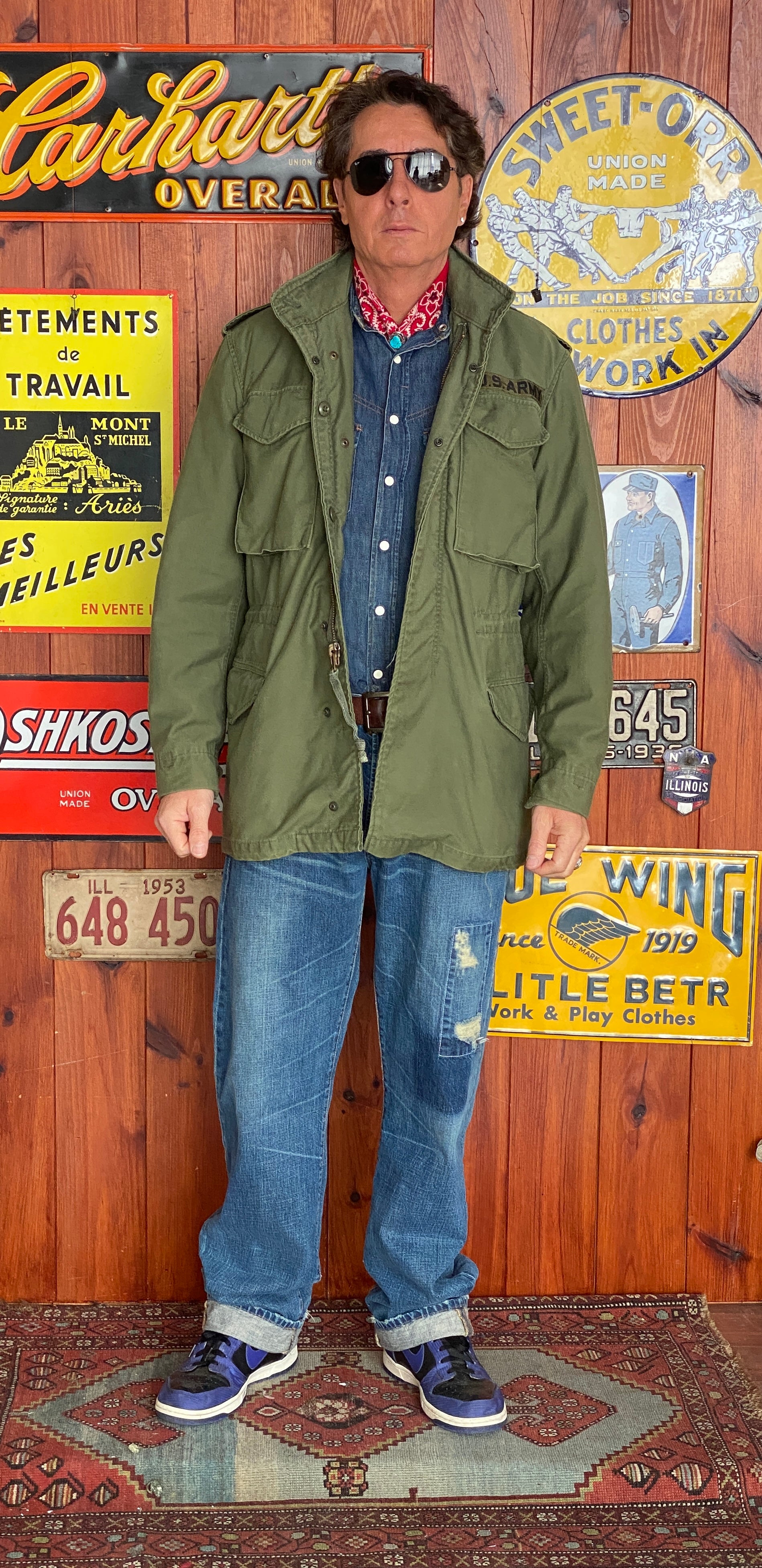 Authentic 1985 US Army M-65 field jacket, vintage military coat in size Small Long