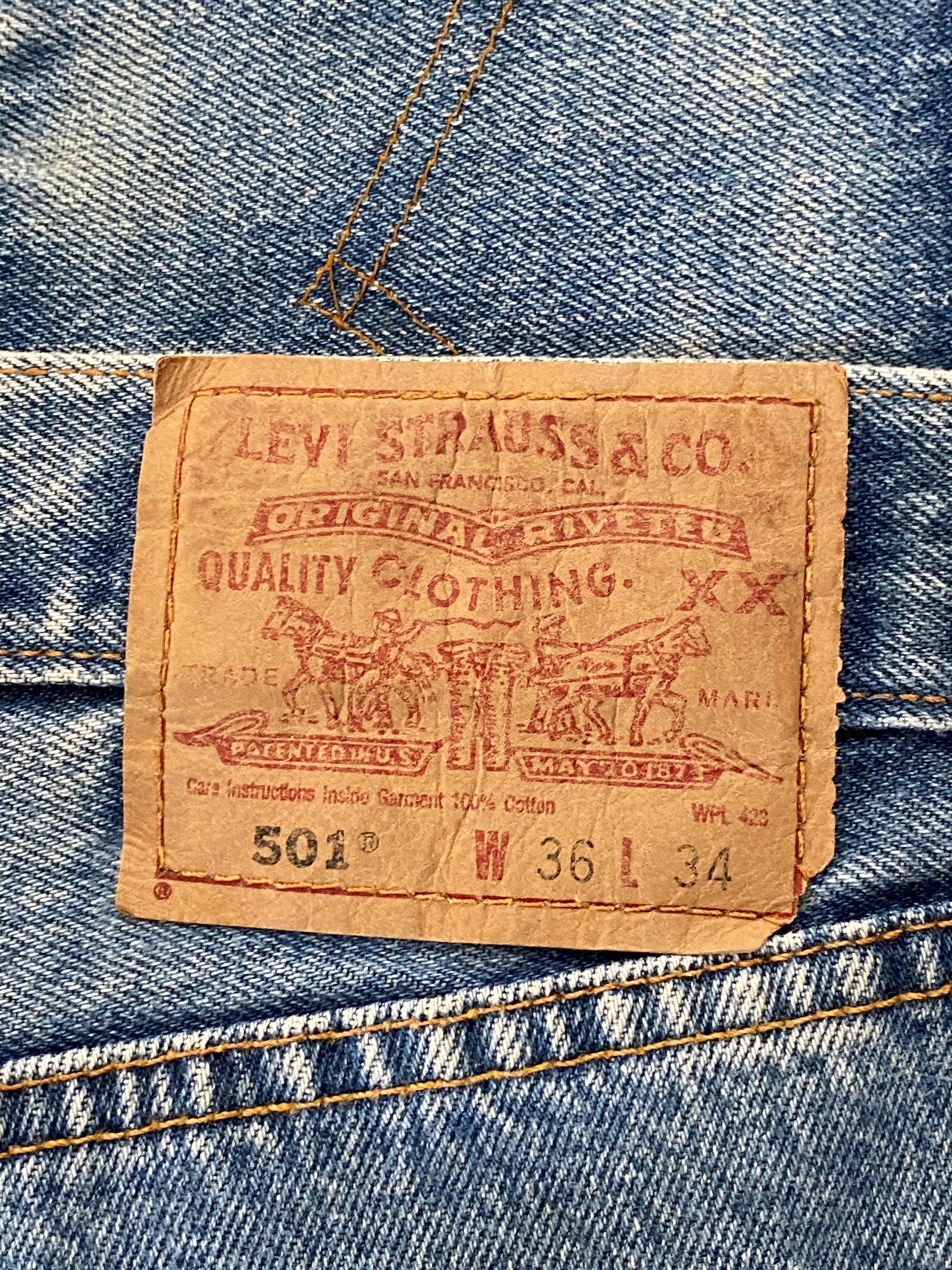 36X34 Levi's 501 Vintage Denim Jeans - USA Vintage Bcn