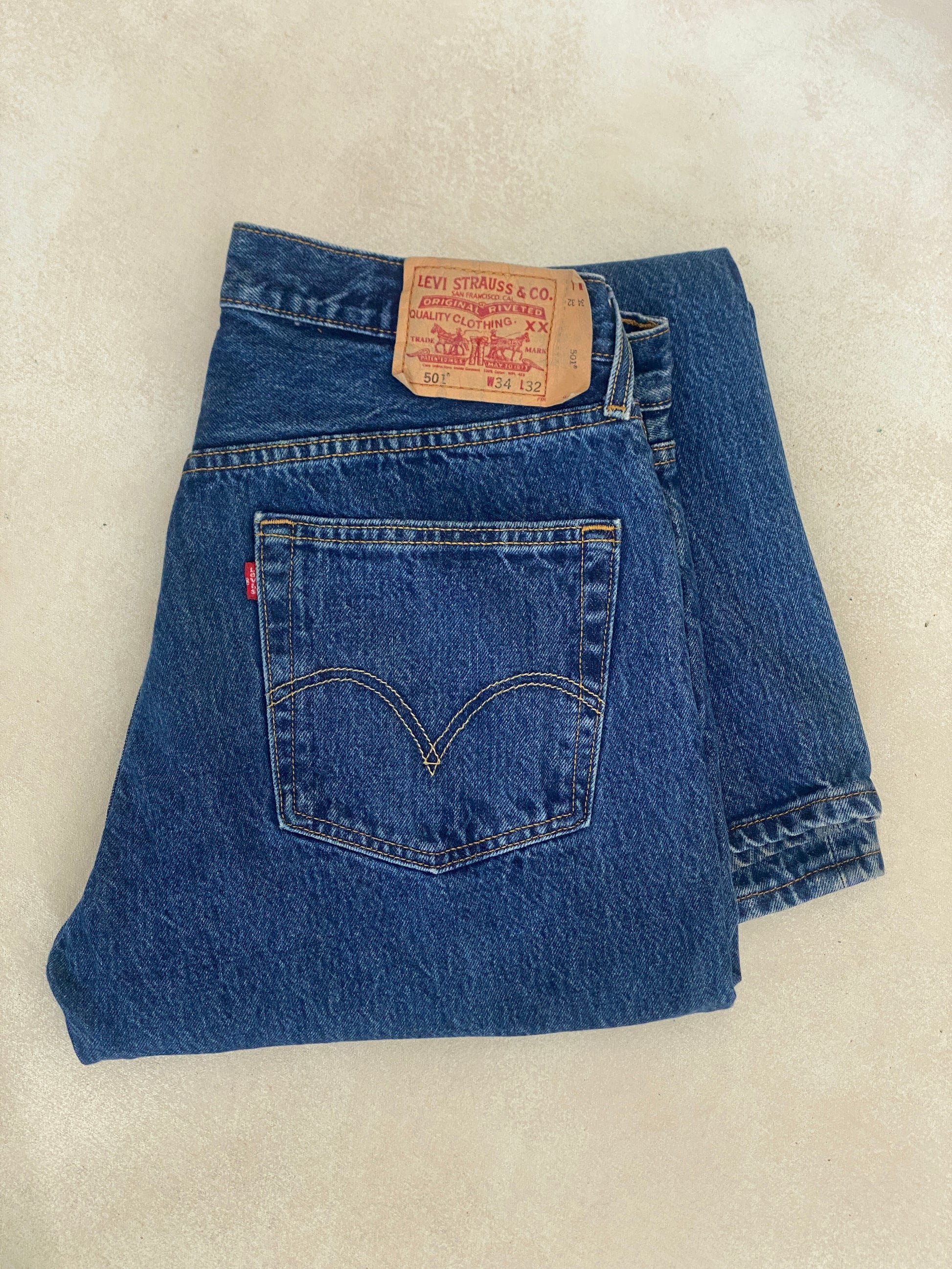 levis 501 vintage jeans 34x32 classic denim straight leg