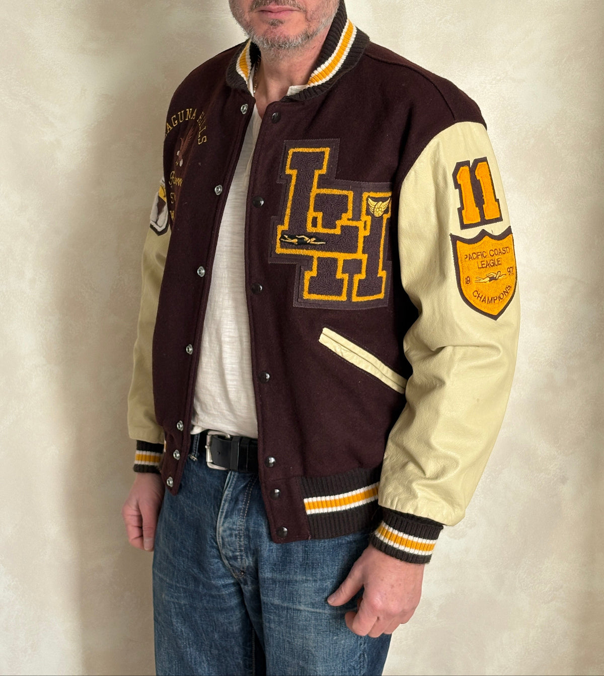 Med. Vintage College Varsity Jacket – Laguna Hills Water Polo Academic . Made in USA-AJ357 Studio