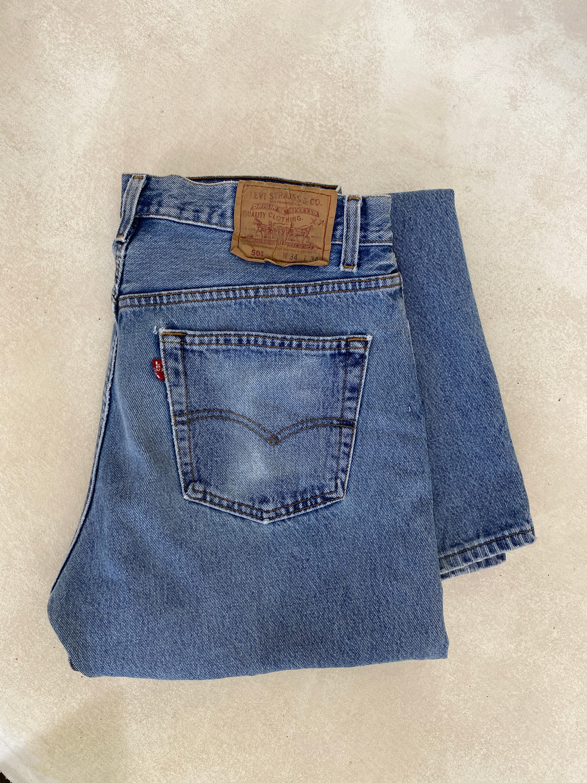 34X34 Levi's 501 Vintage Denim Jeans Made in USA - USA Vintage Bcn