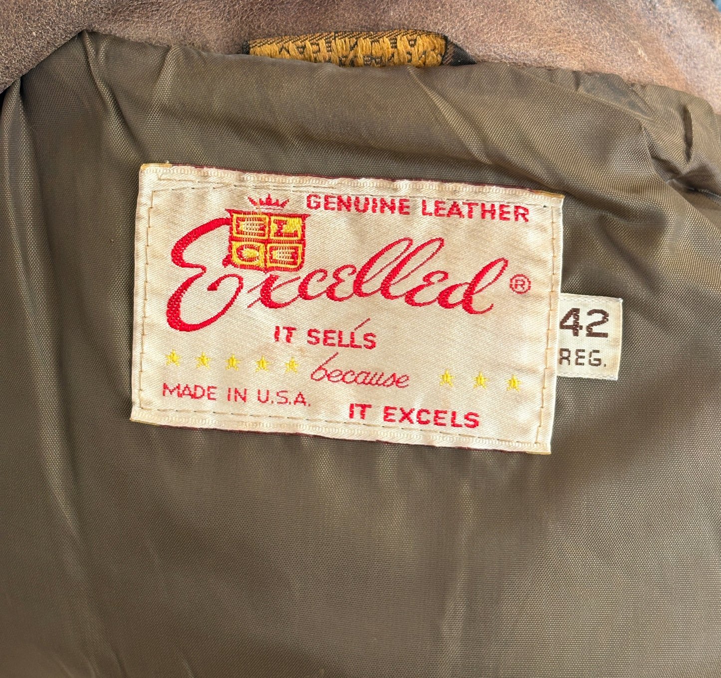 Size 42US / 52EU Vintage Excelled Leather Flight Jacket | Made in USA-AJ357 Studio-AJ357 Studio