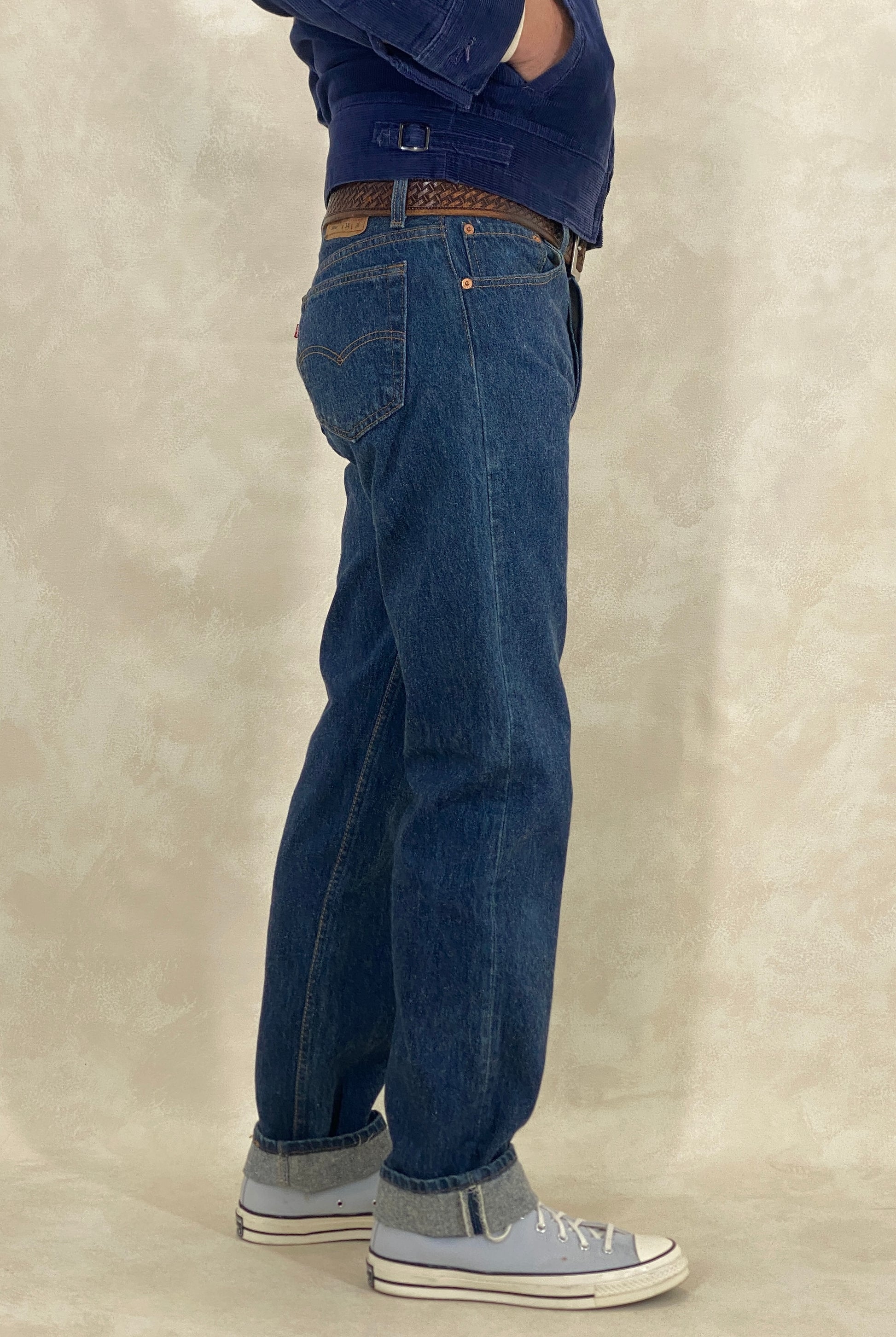 34X36 Levi's 501 Vintage Denim Jeans Made in USA dark blue - USA Vintage Bcn