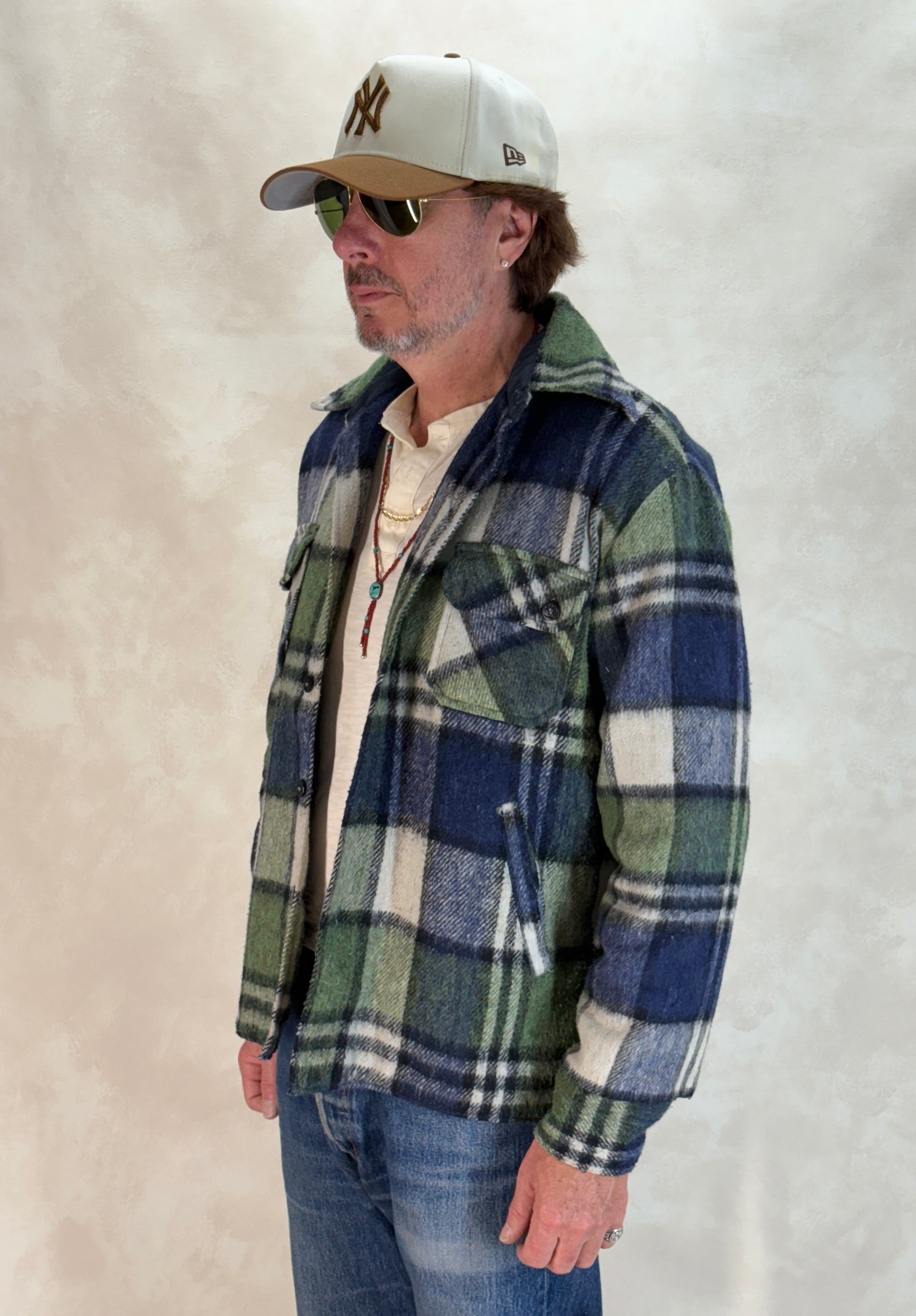 Large: Vintage 70s heavy plaid jacket made by Kingsfield - USA Vintage Bcn