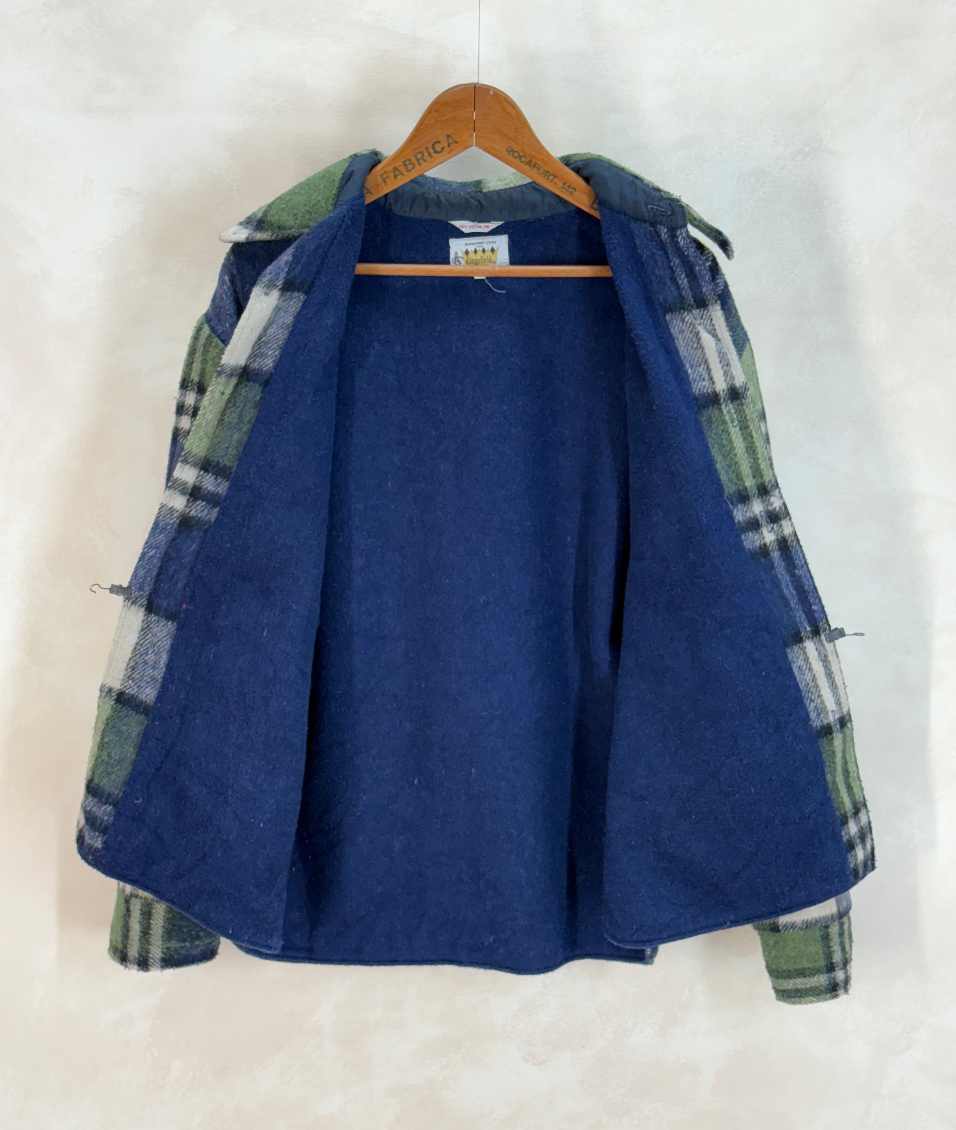 Large: Vintage 70s heavy plaid jacket made by Kingsfield - USA Vintage Bcn