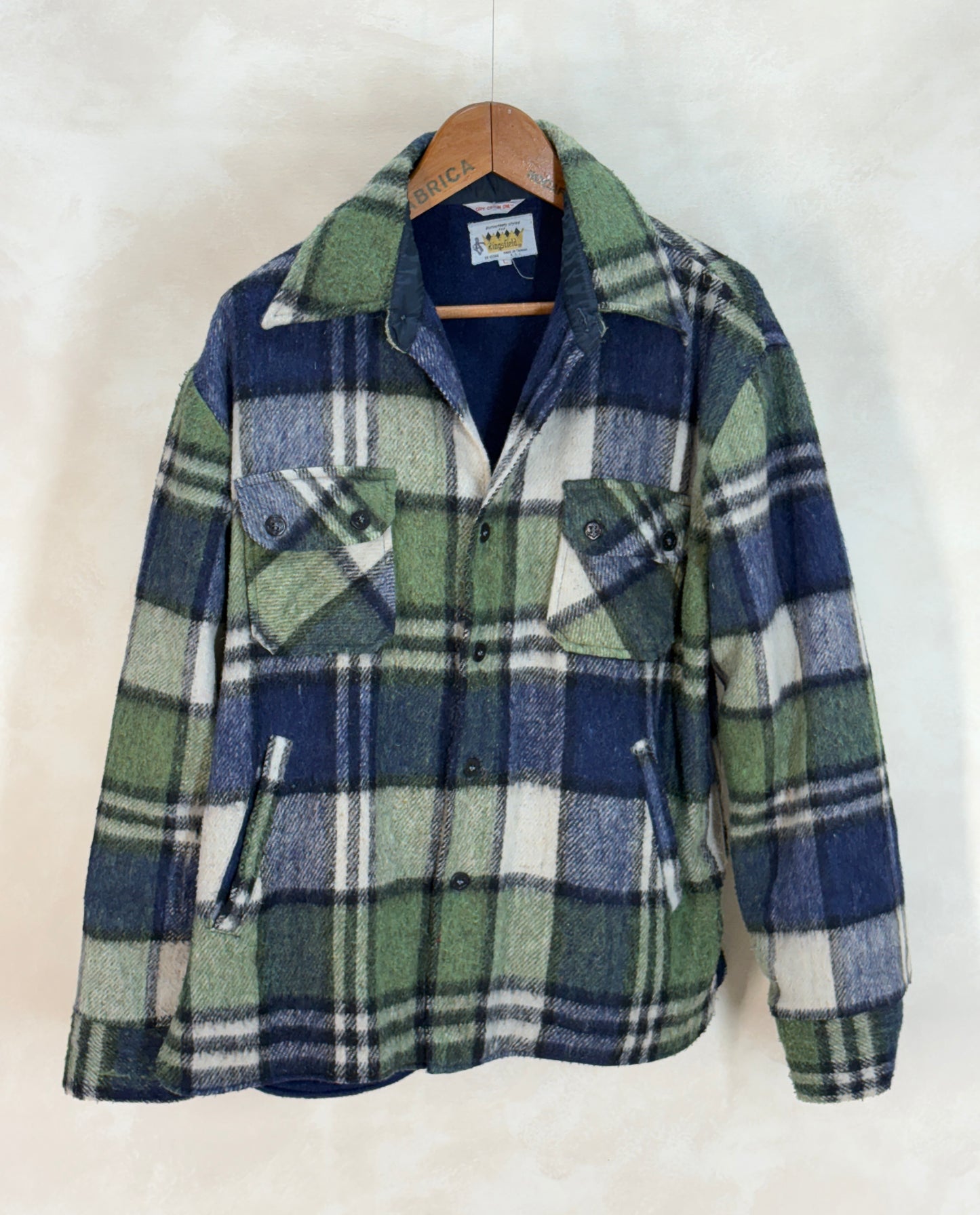 Large: Vintage 70s heavy plaid jacket made by Kingsfield - USA Vintage Bcn
