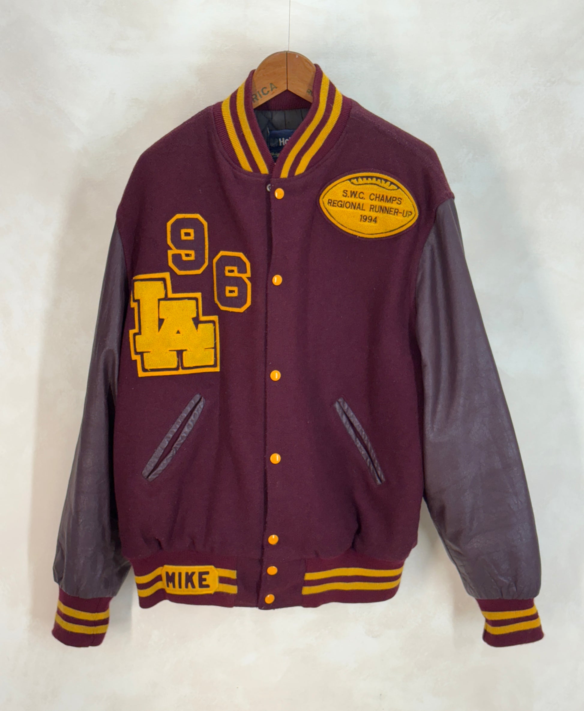 X Large. Vintage 90s Football Varsity wool and leather jacket Made in USA - USA Vintage Bcn