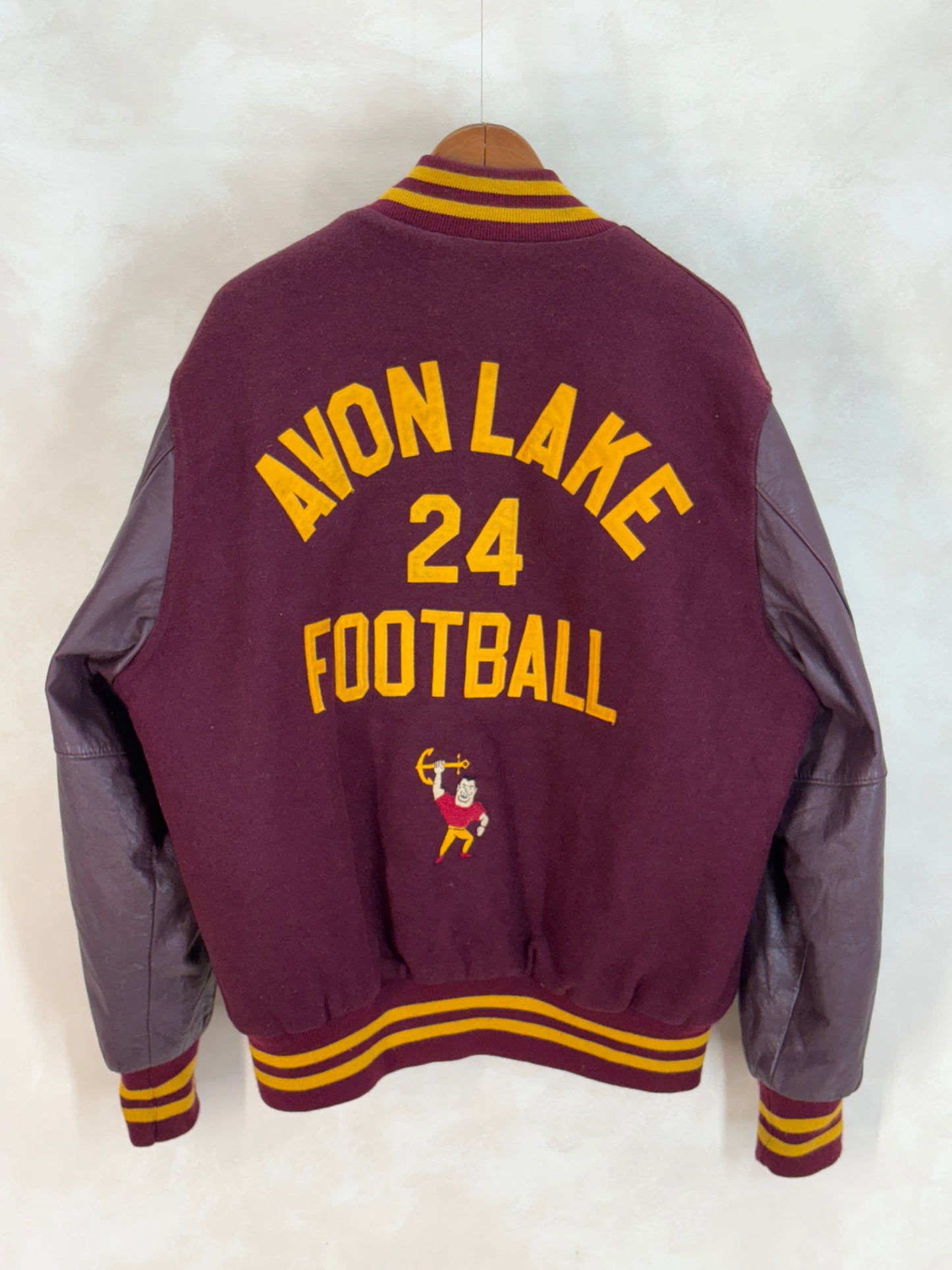 X Large. Vintage 90s Football Varsity wool and leather jacket Made in USA - USA Vintage Bcn