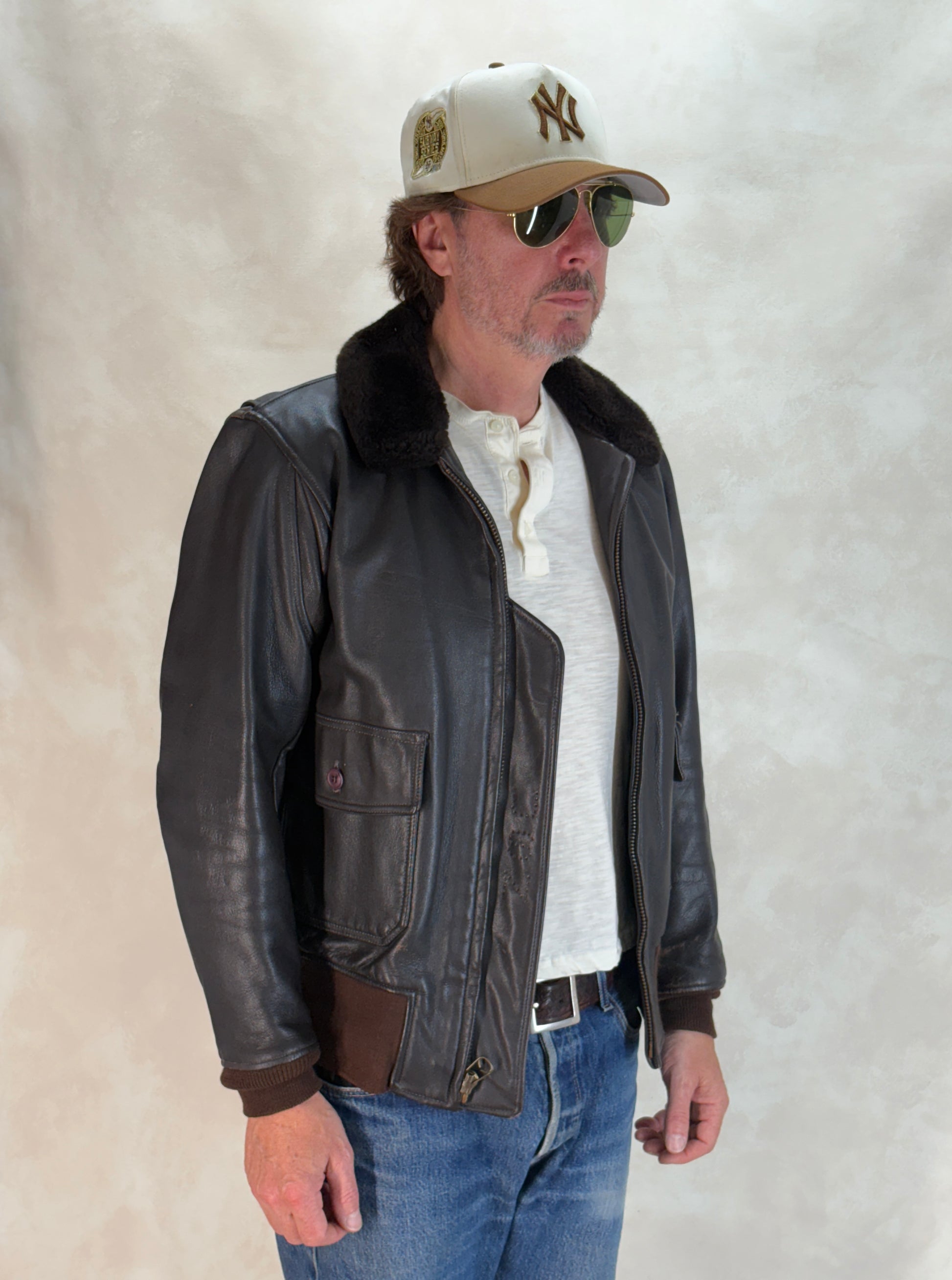 cooper g1 jacket, leather bomber jacket, flight jacket usa, 2001 vintage jacket, g-1 pilot jacket,