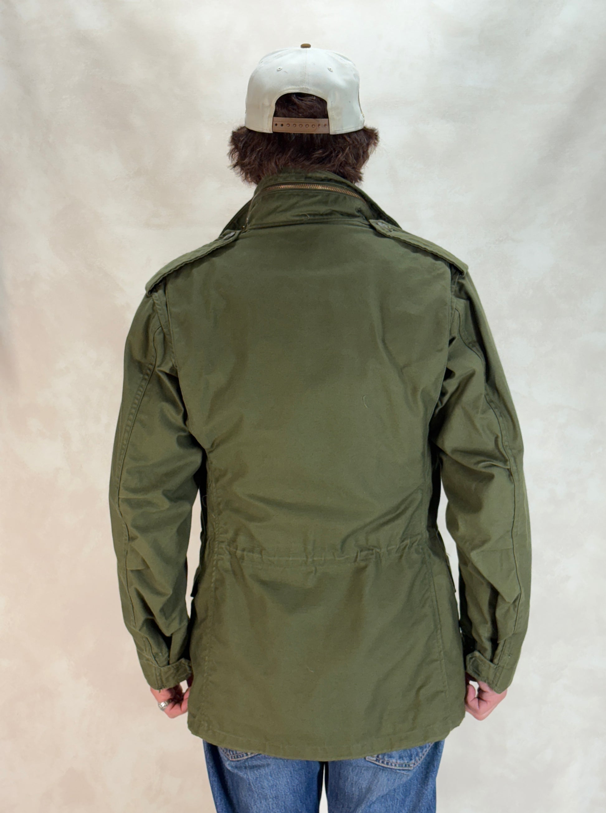 m65 field jacket, 1972 army jacket, john ownbey jacket, vintage military coat, us army field jacket, small long m65,