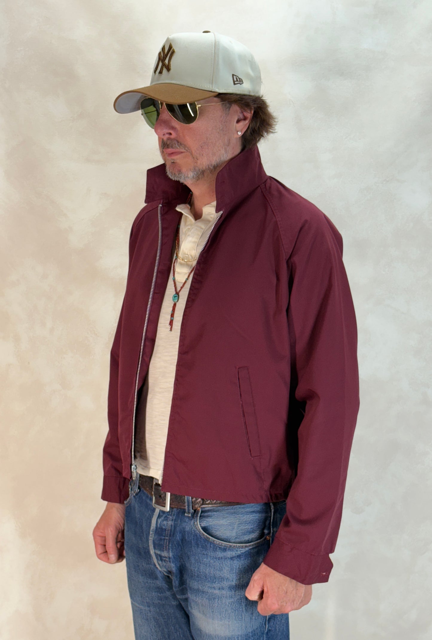 Size Med , Vintage 60s Lightweight Cotton-Blend Zip Jacket - USA Vintage Bcn
