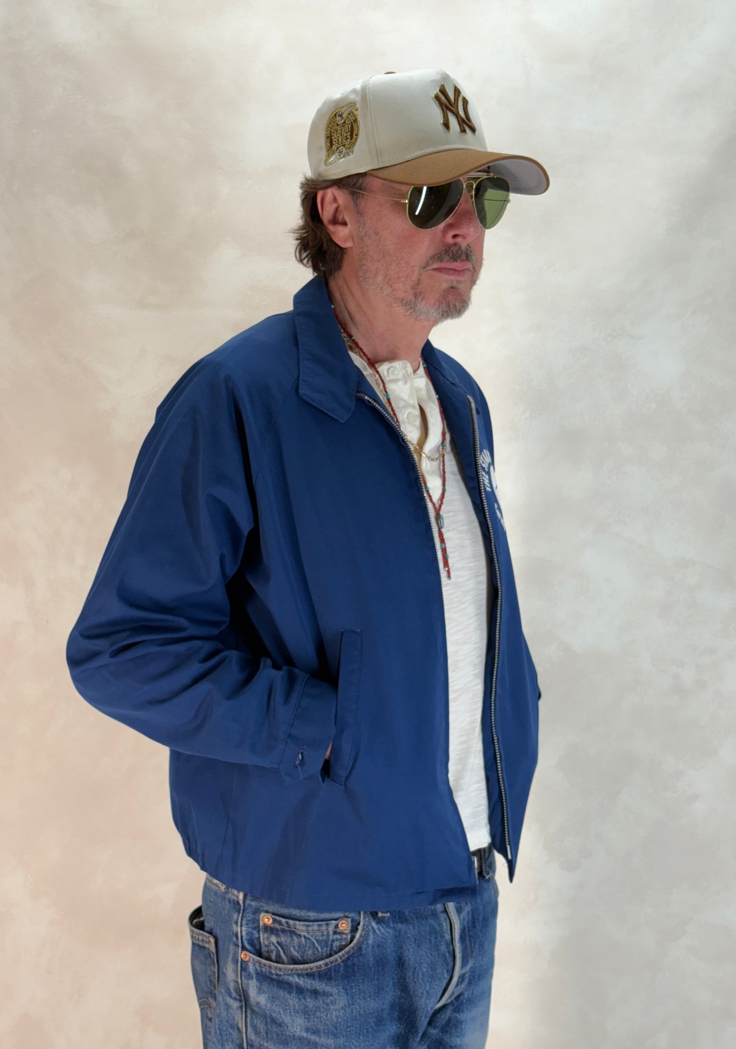 Size Med , 70s Vintage Lightweight Cotton-Blend Zip Jacket. Talon zipper - USA Vintage Bcn