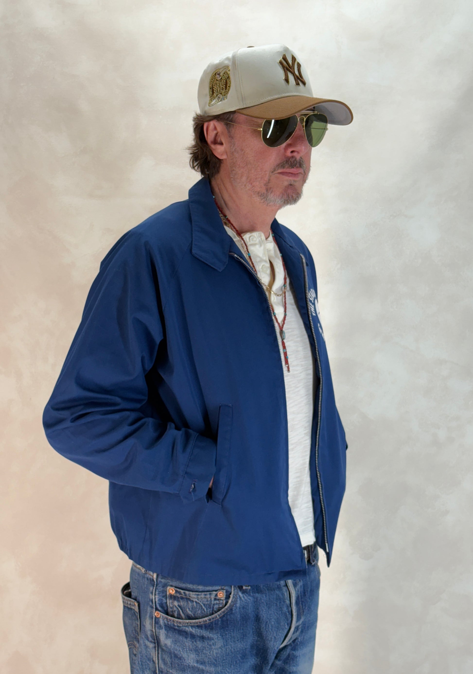 Size Med , 70s Vintage Lightweight Cotton-Blend Zip Jacket. Talon zipper - USA Vintage Bcn