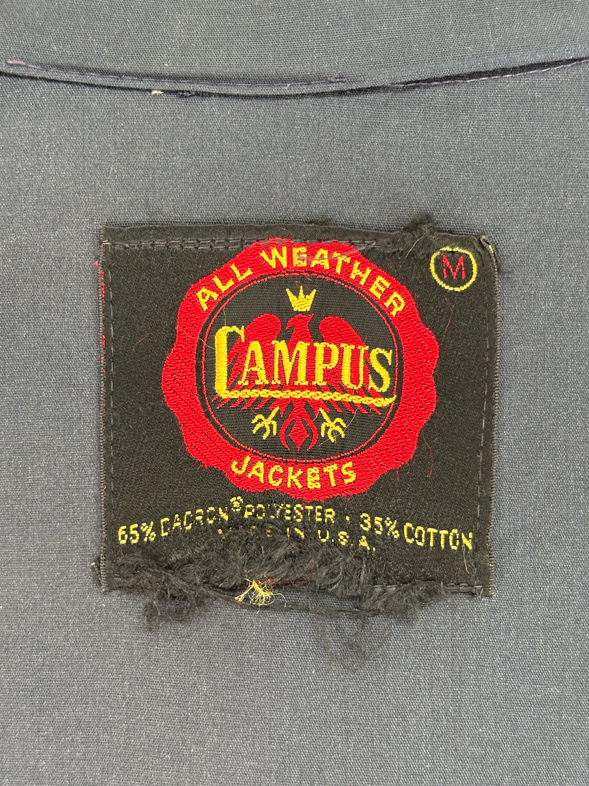 Size Med , Vintage Campus Lightweight Cotton-Blend Zip Jacket. Made in USA. Talon zipper - USA Vintage Bcn