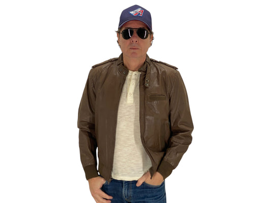 Vintage 1980s leather jacket in classic retro fashion style, size 40US 50EU