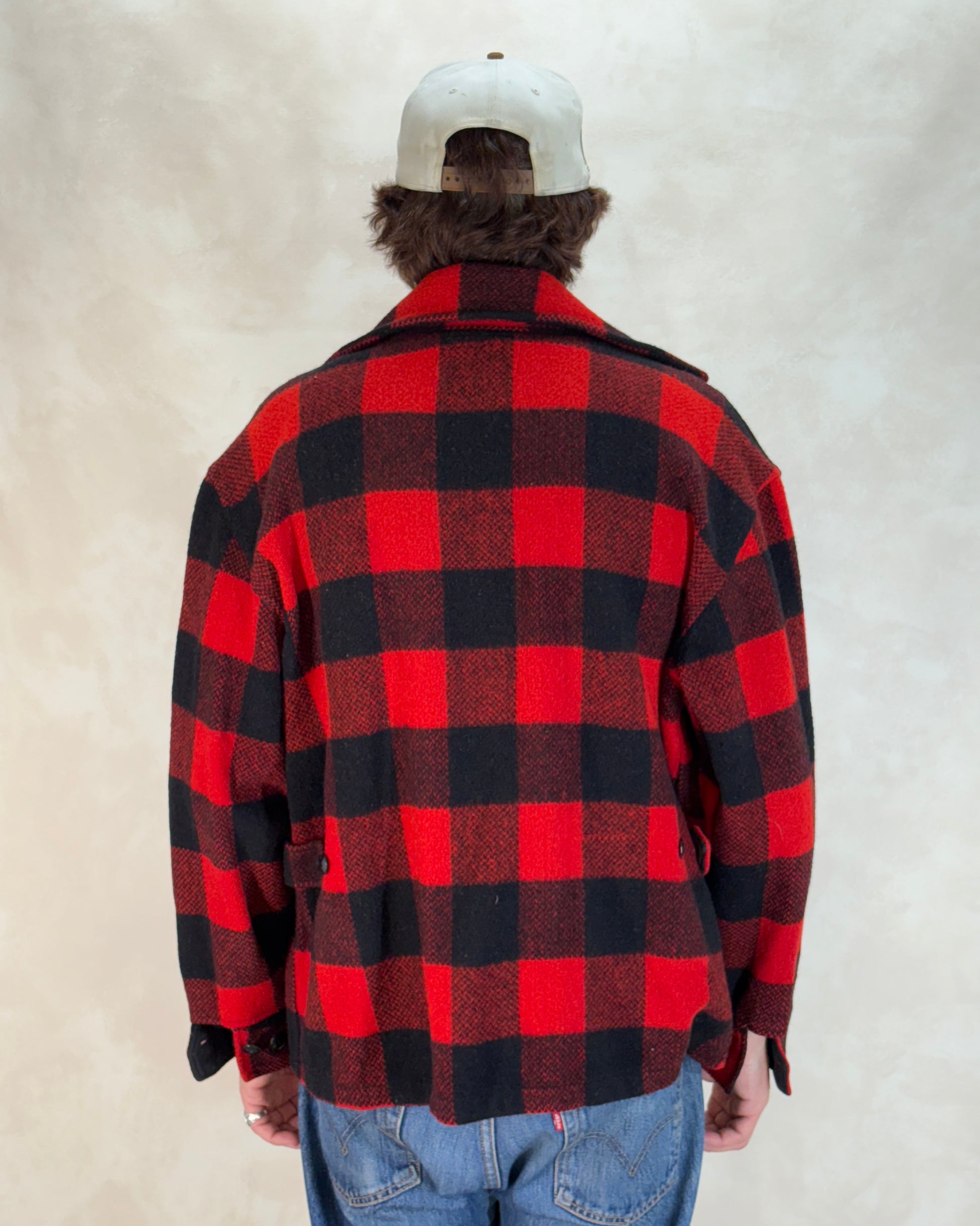 Size Large. Vintage 50s Utica N.Y. Wool Jacket – Red & Black – Zipper. Made in USA - USA Vintage Bcn