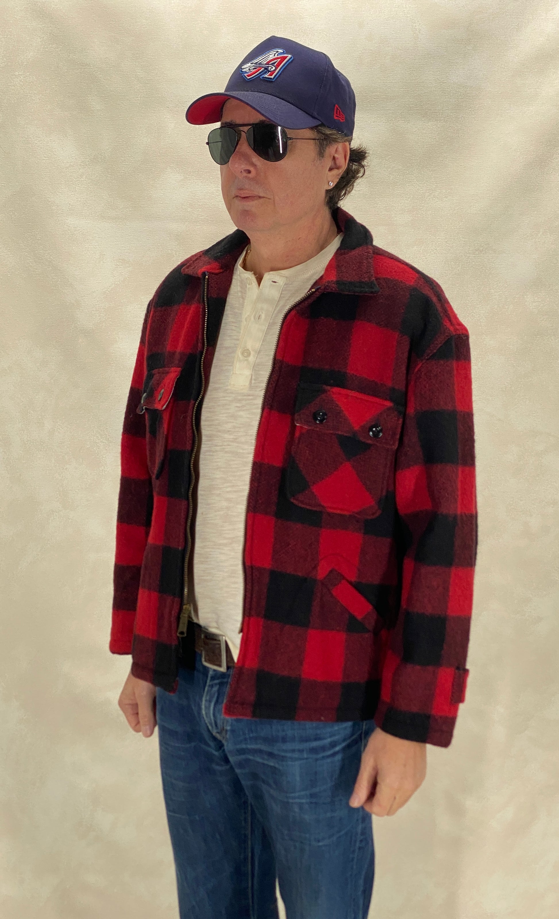 Vintage 1960s 5 Brother buffalo plaid wool jacket, size 42US / 52EU.