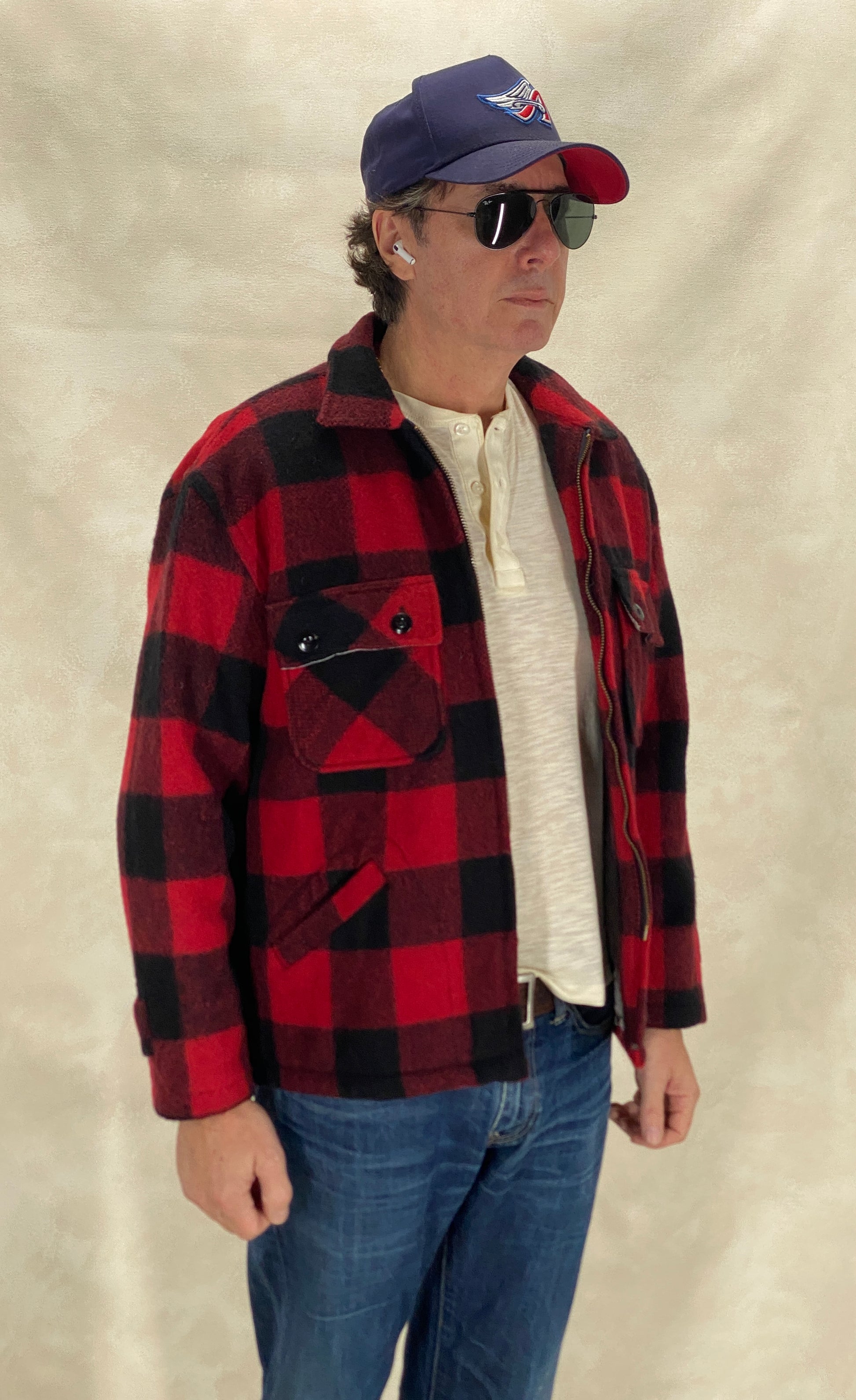 Vintage 1960s 5 Brother buffalo plaid wool jacket, size 42US / 52EU.
